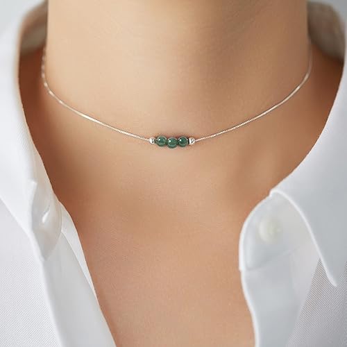 Miniatura 2 de Dainty Pearl 925 Sterling Silver Choker Collar Necklace Handmade With 3 White Pearl April Birthstone Jewelry Necklace Gifts for Women Young Lady