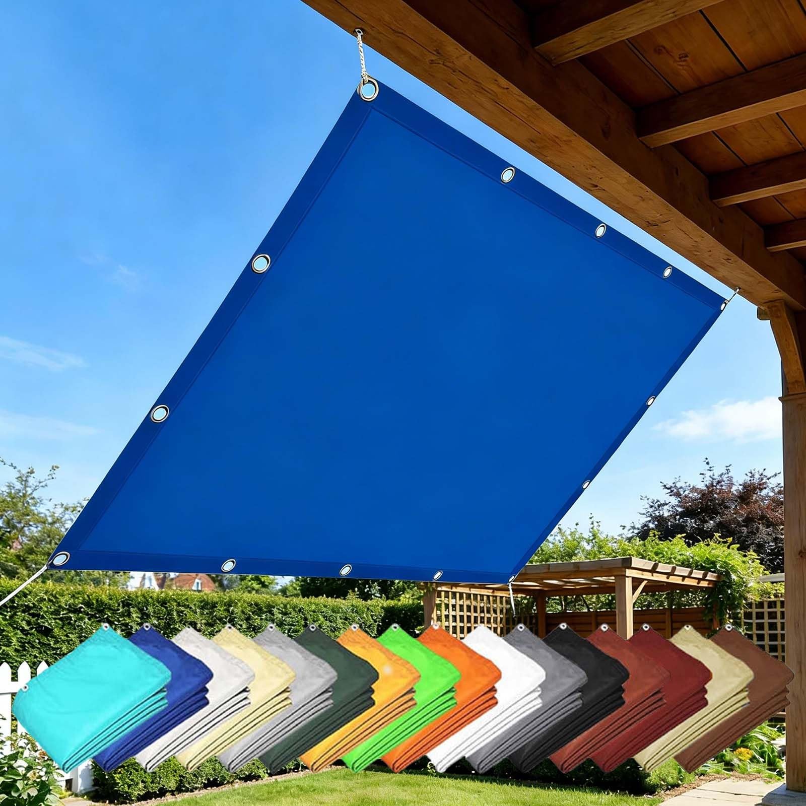 Żagiel Ogrodowy 130 x 480 cm Wodoodporny, Kwadratowy, Filtr UV 98%, Z Darmową Liną Wodoodporny, Prostokątny Żagiel Przeciwsłoneczny Na Zewnątrz, Na Patio, Balkon, Pergolę, Ciemnoniebieski