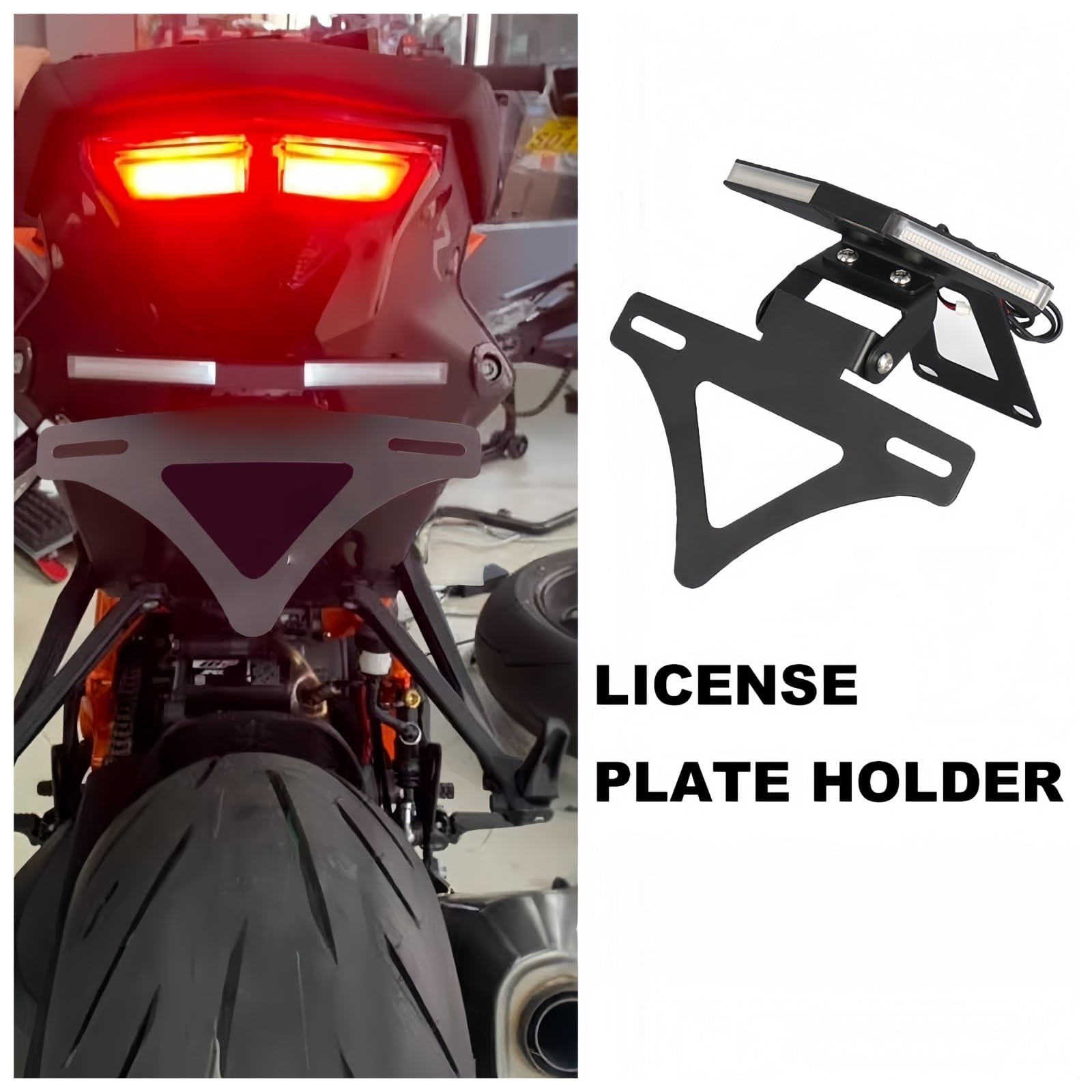 Soporte de Placa de matrícula de Montaje Central p Portamatrículas de Motocicleta Integrado para luz señal Trasera Corta para 1290 Duke 2023