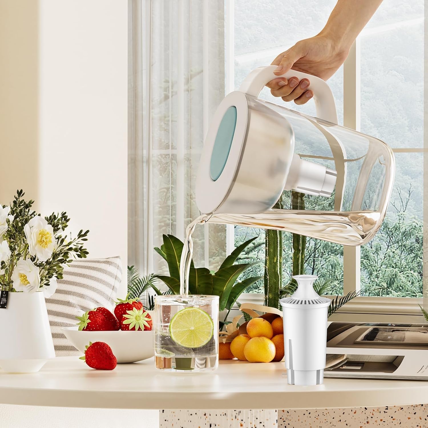 BREAUILL Wymienne filtry do wody, 3 szt. certyfikowanego dzbanka filtra wody do dzbanków Brita®, zamiennik wkładu filtra do wody Brita® Classic 35557, OB03, Mavea® 107007