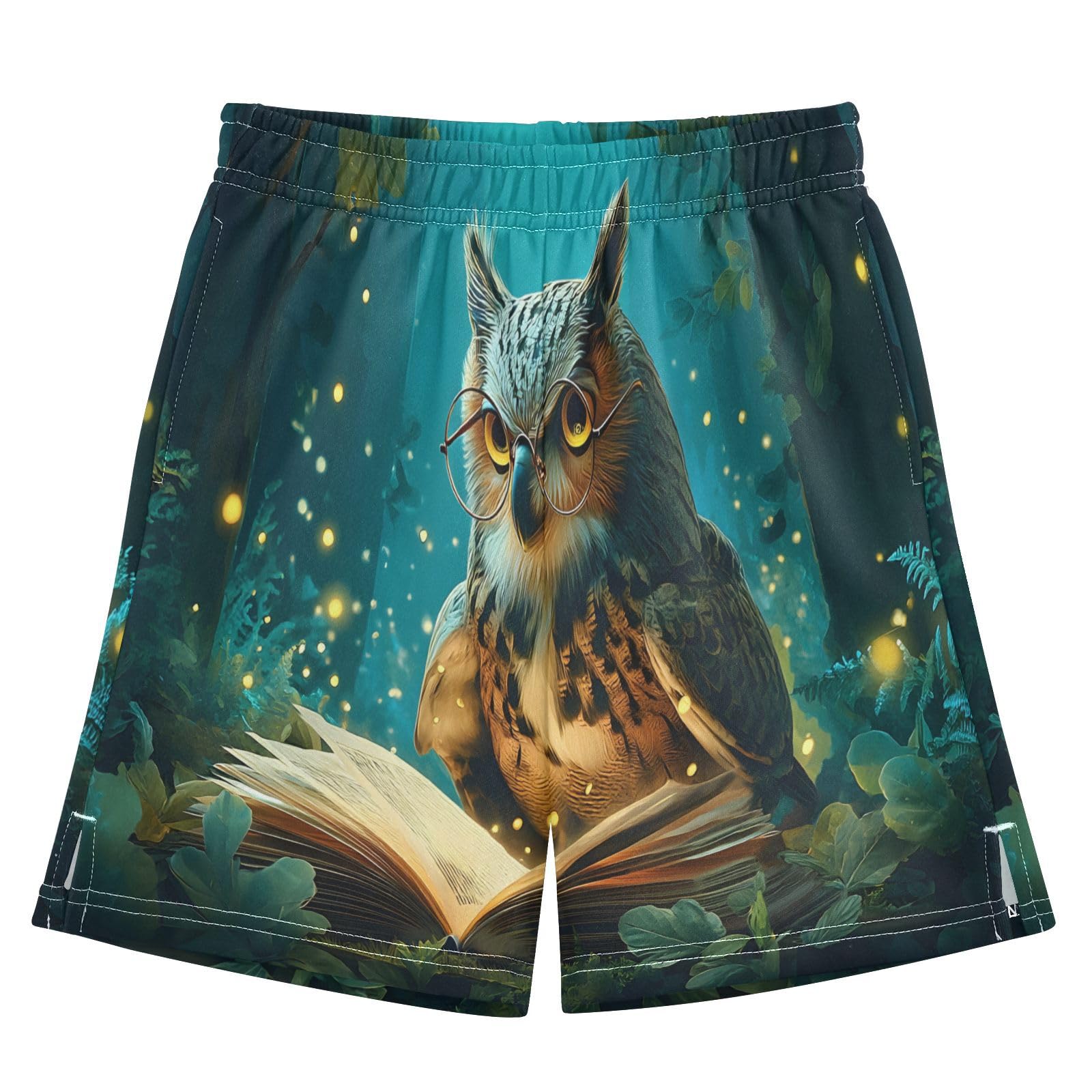 Mysterious Owl Forest Boys' Shorts Summer Cotton Adjust Pocket Boys Shorts Size 8 Years Multicolor