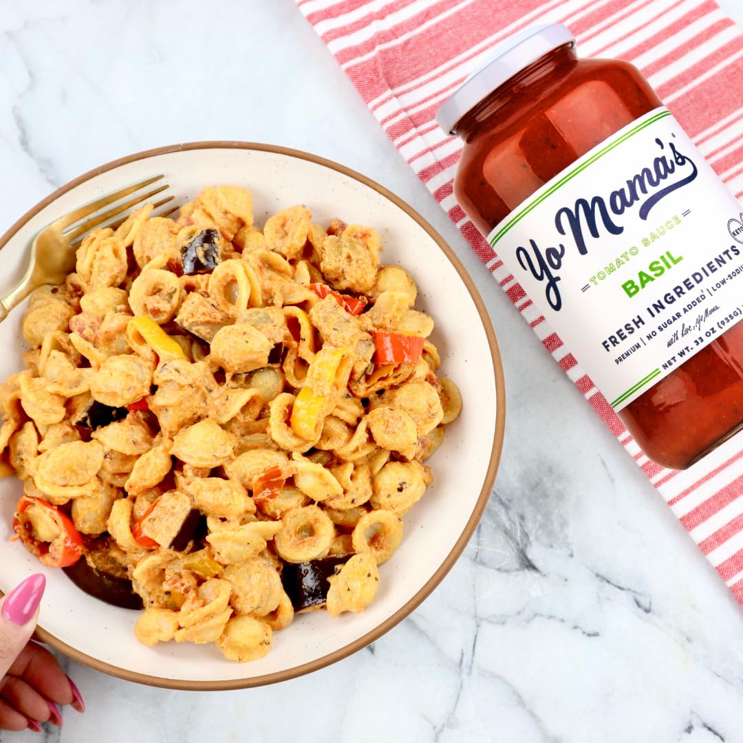 Yo Mama's Foods Keto Tomato Basil Pasta and Spaghetti Sauce - Pack of (3) - No Sugar Added, Low Carb, Low Sodium, Vegan, Gluten Free, Paleo Friendly, and Made with Whole, Non-GMO Tomatoes
