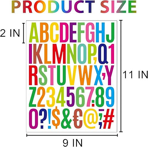 Miniatura 2 de 10 hojas de calcomanías de letras grandes, 500 calcomanías del alfabeto de 2 pulgadas, calcomanías de vinilo autoadhesivas para proyectos escolares,