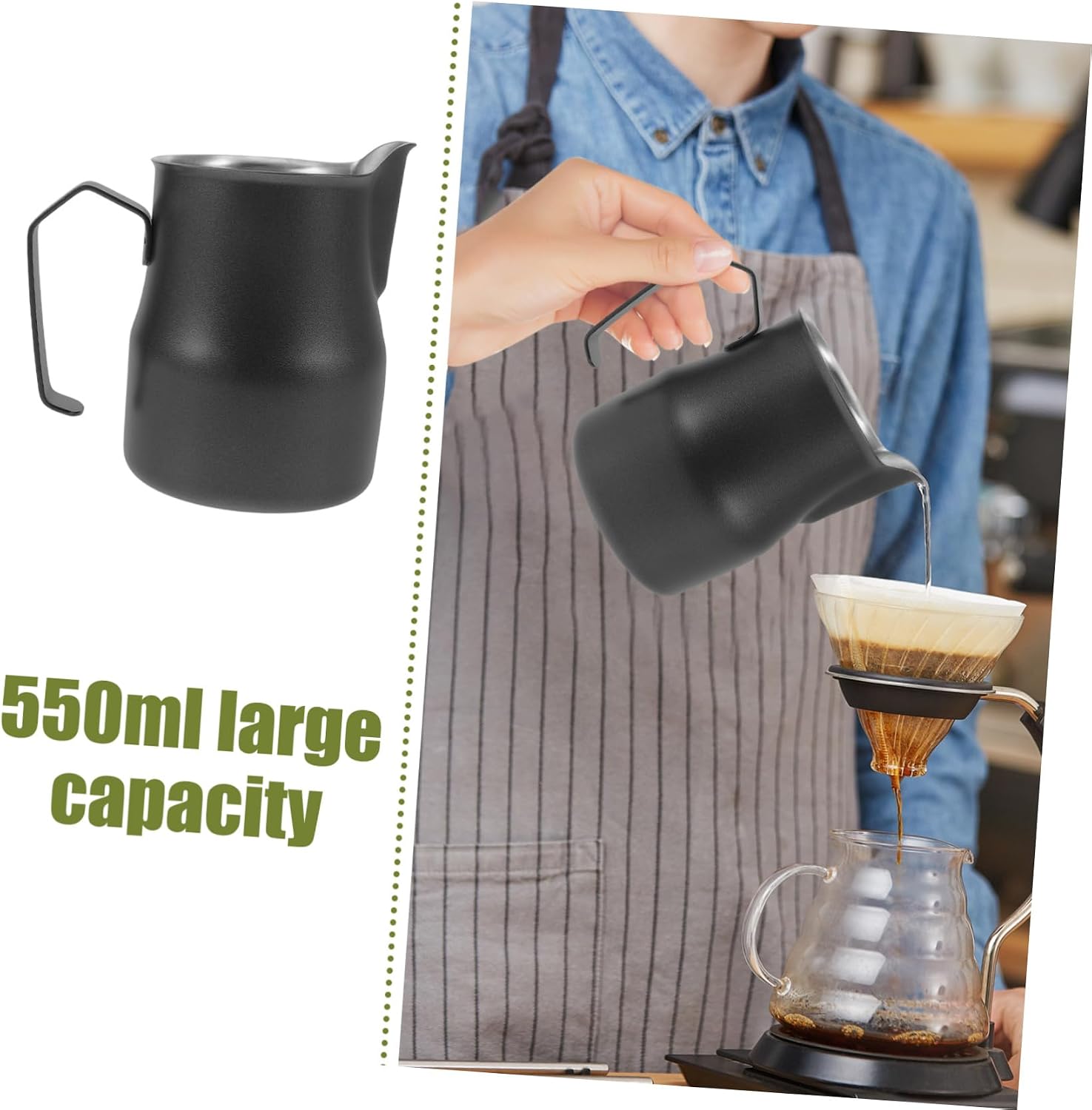 Stainless Steel Frothing Pitcher for Espresso Latte Art Steamer Cup Spout for Coffee Making and Frothing Home Use
