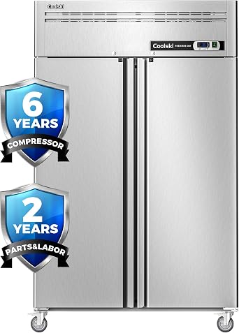 48" W Commercial Refrigerator 2 Door, Reach In Fan Cooling Commercial Refrigerator Upright 36 Cu.ft Cooler for Restaurant Kitchen Cafe School Garage Food Truck Church