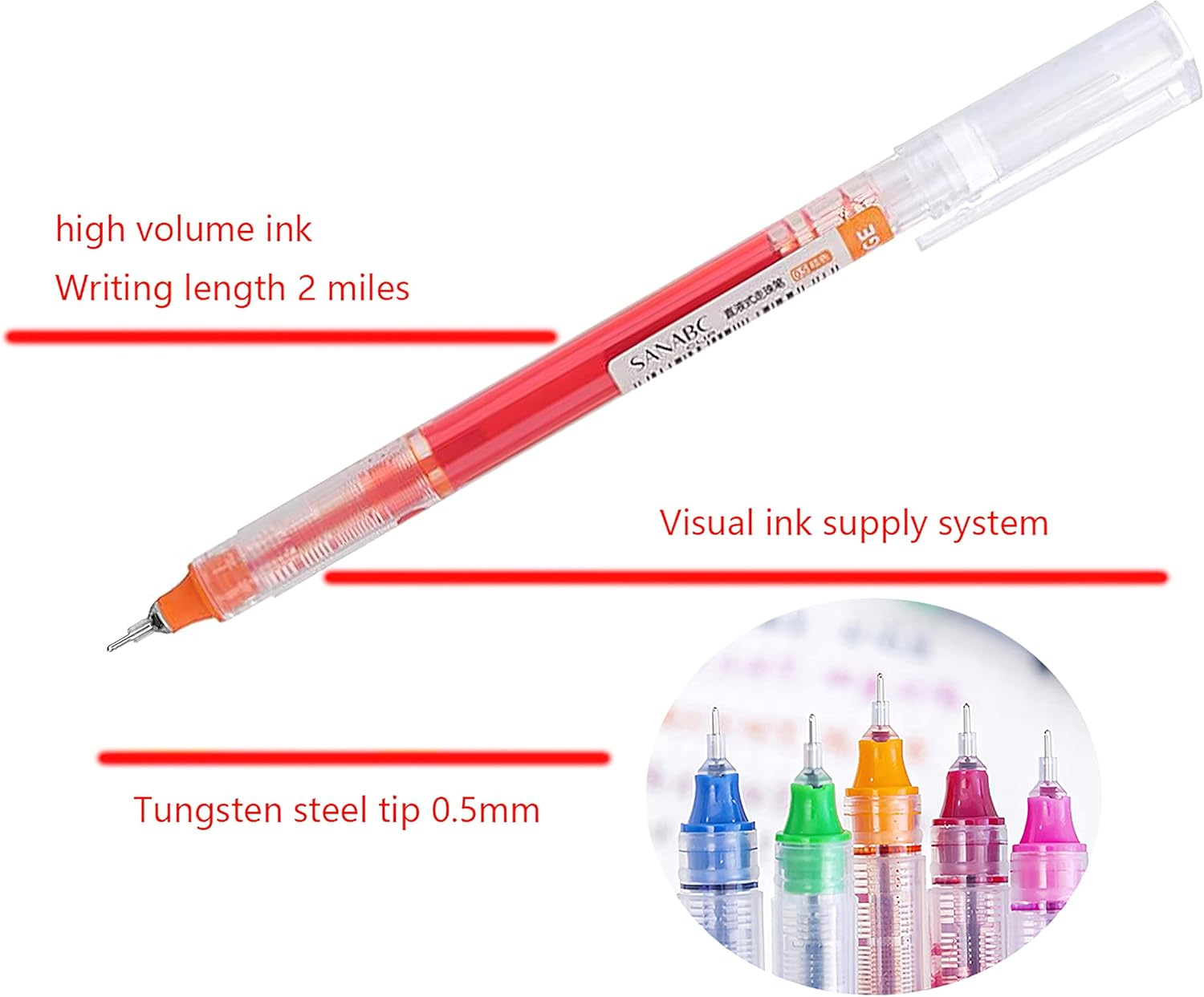 Rolling Ball Pens, Quick-Drying Ink 0.5 mm Extra Fine Point Pens Liquid Ink Pen Rollerball Pens (32PCS) : Office Products