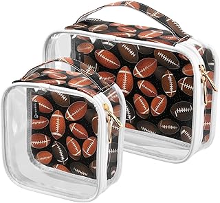 2Pcs Football Cosmetic Bags,Clear Makeup Bags...