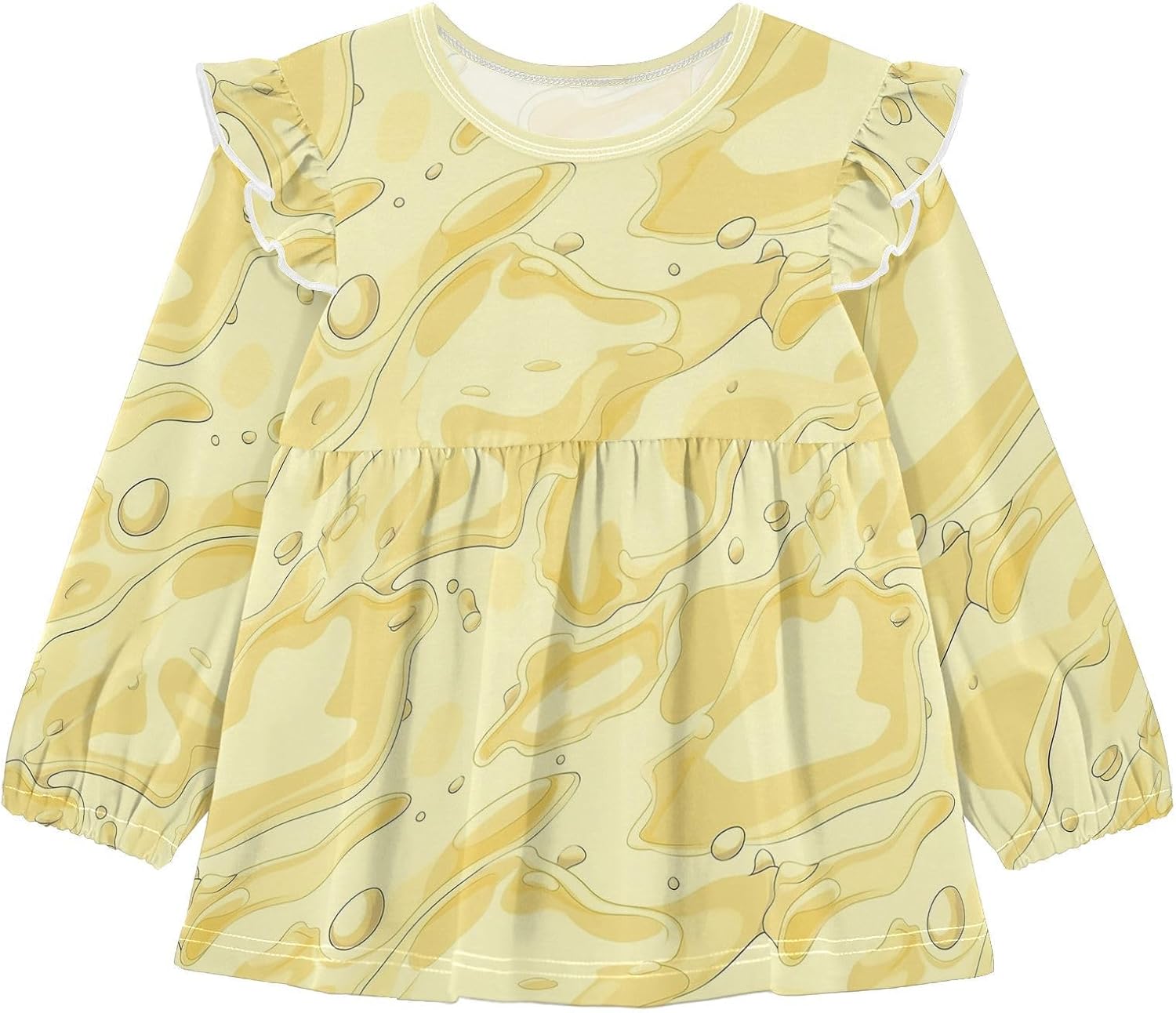 visesunny Toddler Clothes for Girls Melt Sweet Honey Milk Long Sleeve Fall Shirts Cotton Top with Ruffle Collar