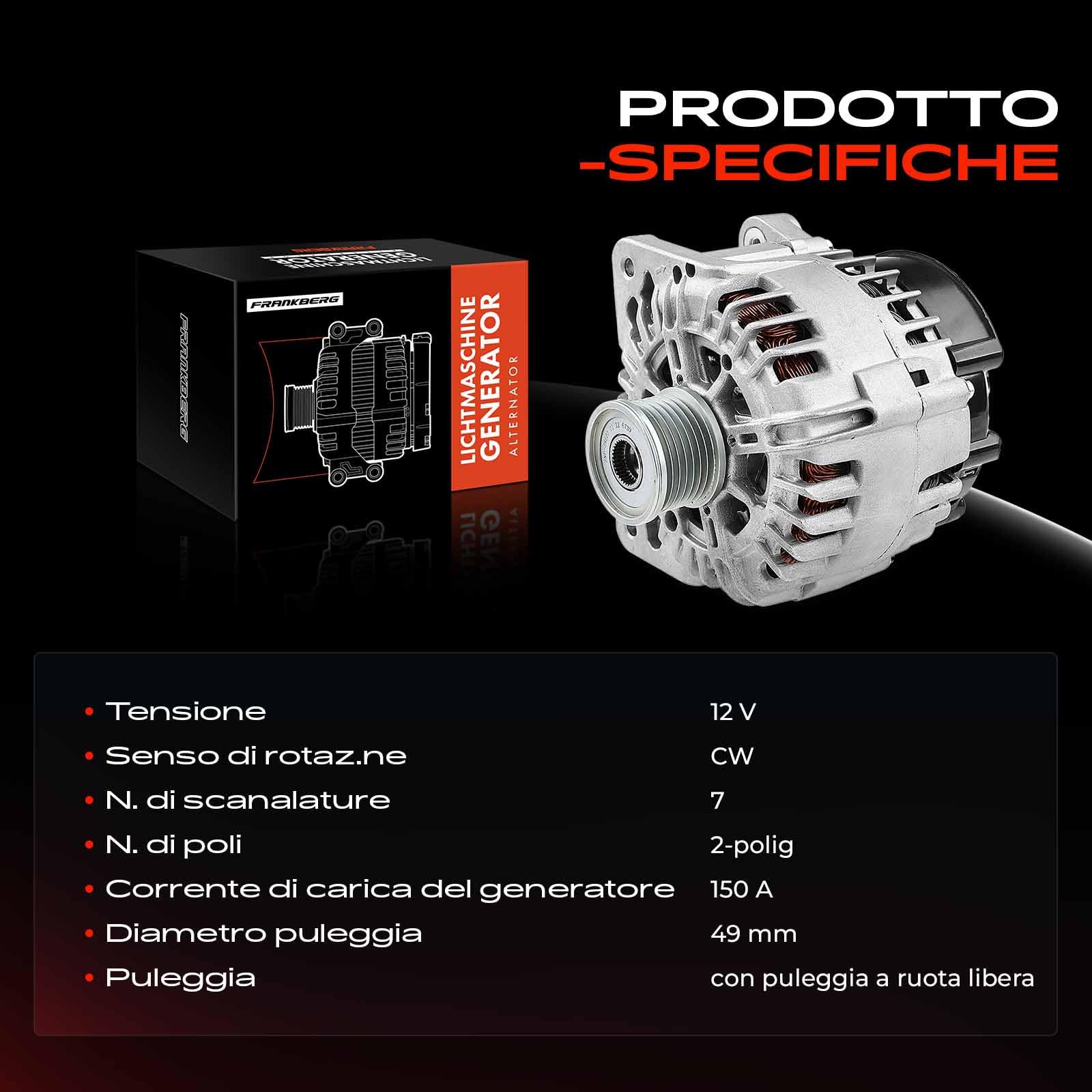Frankberg Alternatore Generatore 8200404459 | 8200404459; Compatibile con: Traffico II Box FL, Trafic II pianale/telaio EL, M.e.g.a.n.e II Estate KM0/1