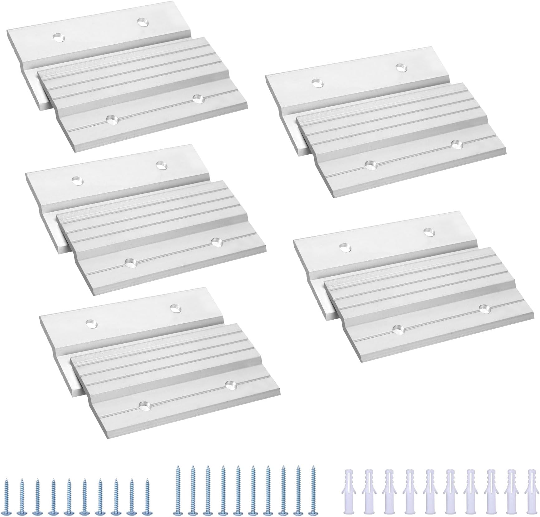 French Cleat Picture Hanger, 4" Aluminum Z Clips Interlocking Picture Cleat Wall Mounting Bracket Hardware Kit for Whiteboard, Panels, Shelf, Artwork, Cabinet, Art Frames (5 Pairs)