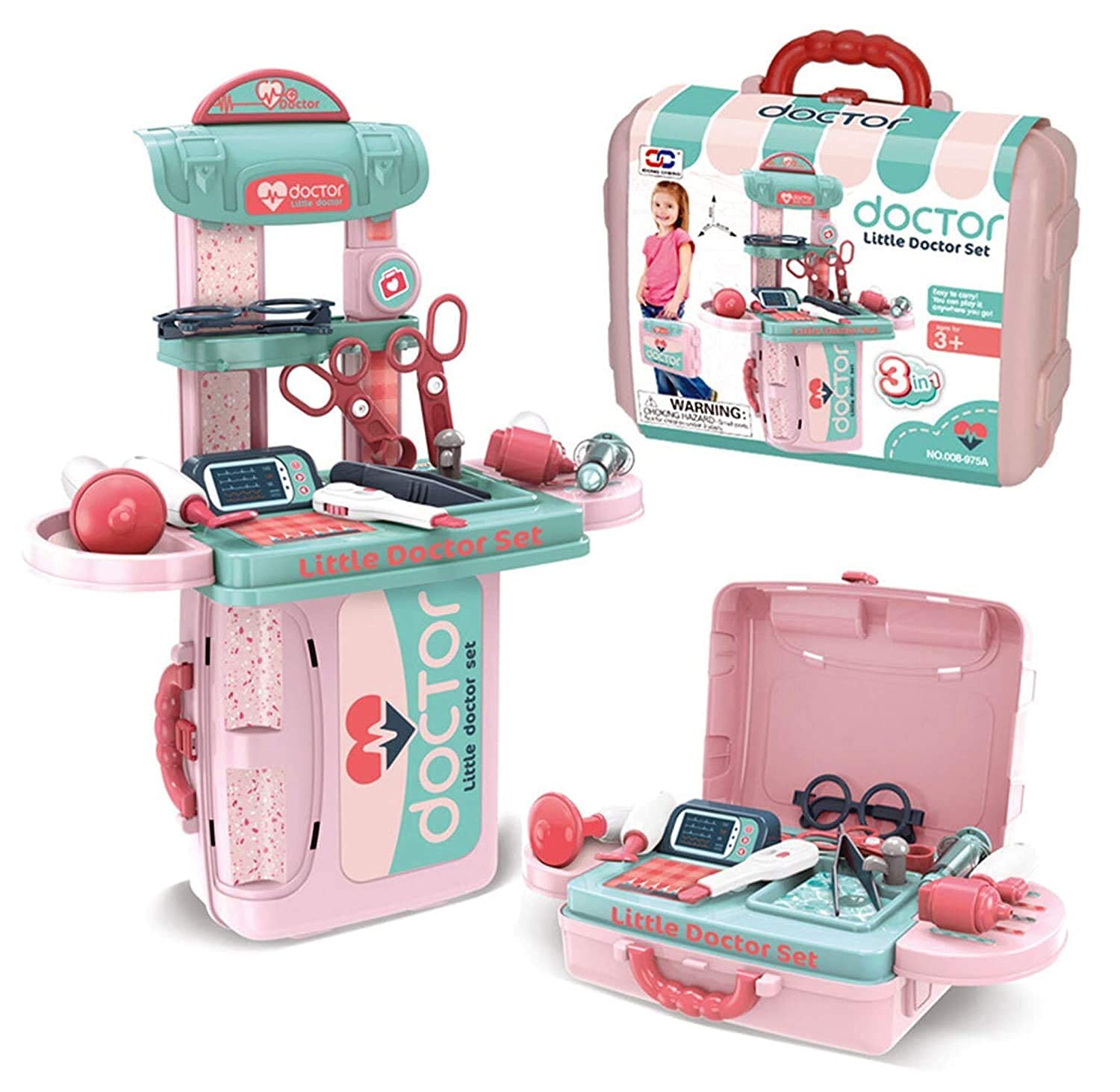 LONGMIRE 3 in 1 Plastic Doctor Play Sets for Kids Girls Boys 5 Years Old - Multi Color (B09GPCW8S9) Amazon Price History, Amazon Price Tracker