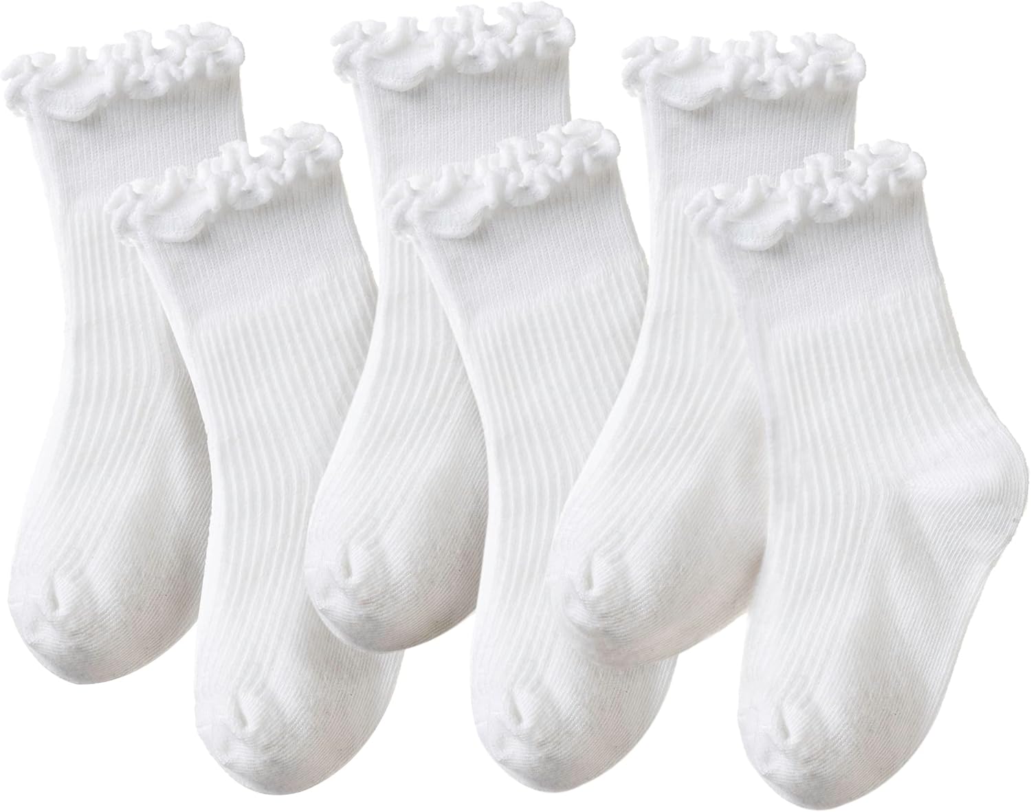 Velice Baby Girls Ruffle Socks Infant Toddler Girls Frilly Dress Cute Crew Socks 6 Pairs