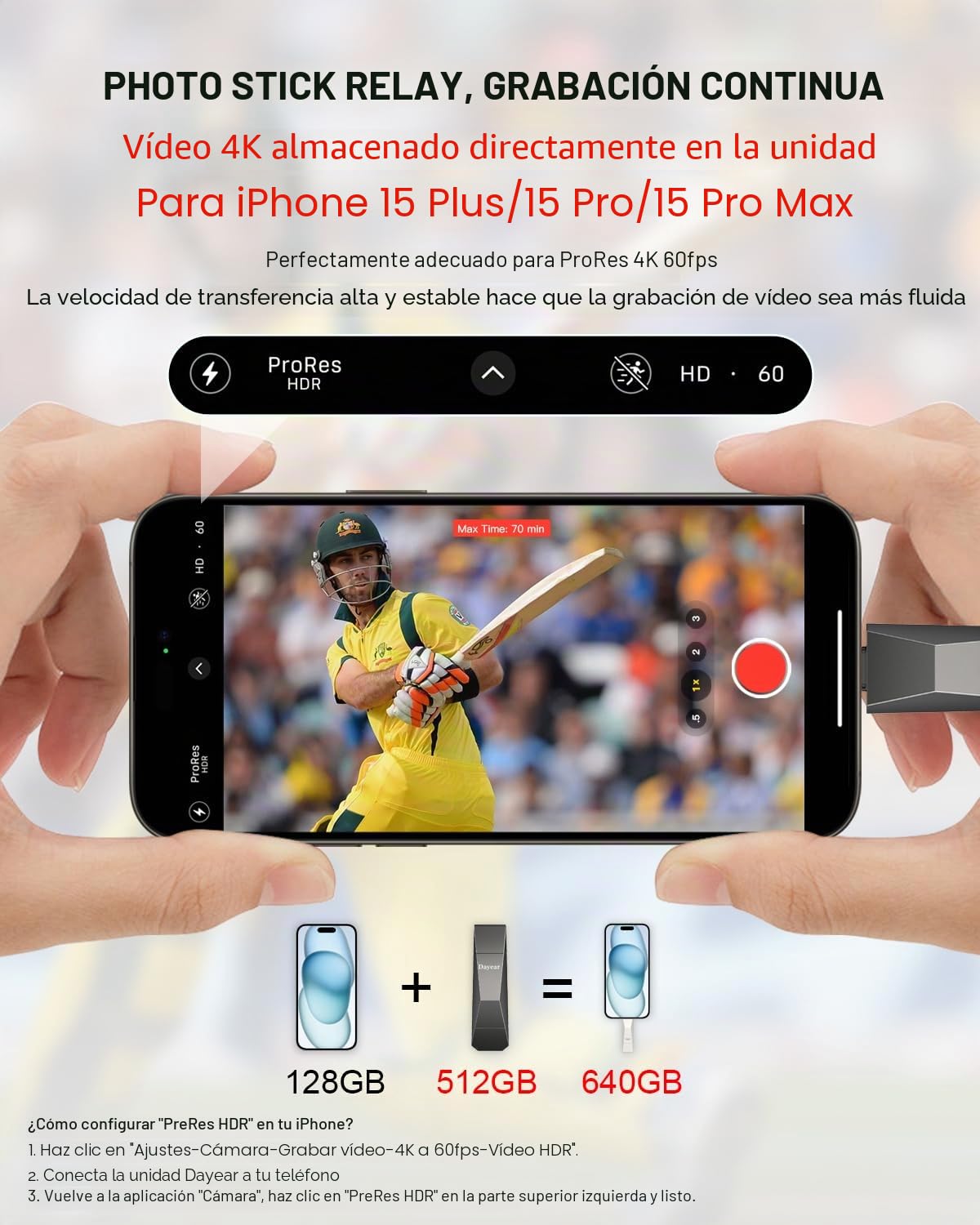 512GB USB C Flash Drive, Dayear Stick USB 3.2 Stick de Almacenamiento con velocidades de Transferencia de hasta 500 MB/s para i-Phone 15/15 más/15 Pro/15 Pro MAX/USB-C iPad/Android/Laptop/Mac