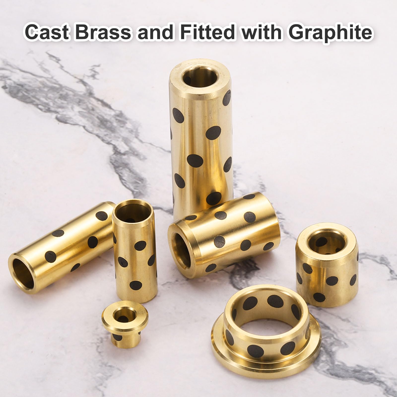 sourcing map Lot de 3 roulements à douille 8 mm alésage x 10 mm de diamètre extérieur x 25 mm de hauteur, bagues enveloppées sans huile en laiton graphite, JDB bagues lubrifiantes en laiton moulé