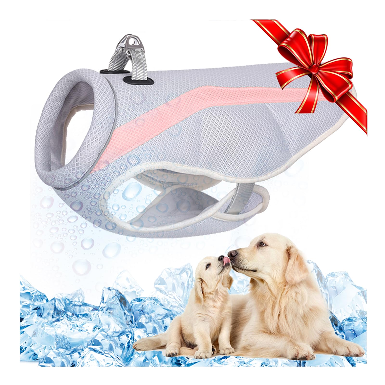 Harnais Gilet Rafraîchissant pour Chien Veste Rafraîchissante pour Chien en Maille Respirante Manteau Rafraîchissant et Confortable Ajustable avec Bande Réfléchissante pour Petits/Moyens/Grands Chien