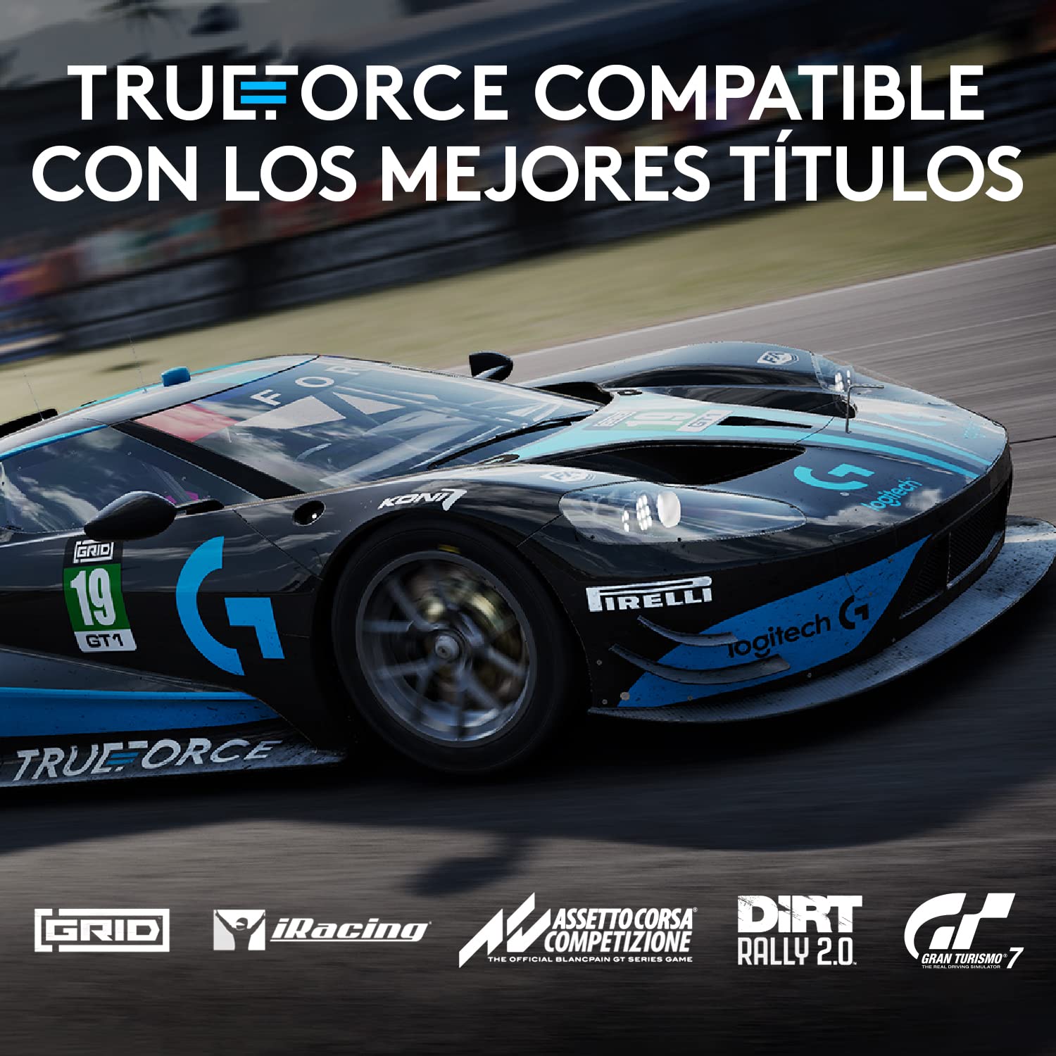Logitech G G923 Racing Wheel and Pedals, Force Feedback TRUEFORCE,1.000 Hz, respuesta eficaz, control de salida de doble embrague, volante auténtico, para PS5, PS4, PC, Mac - Negro