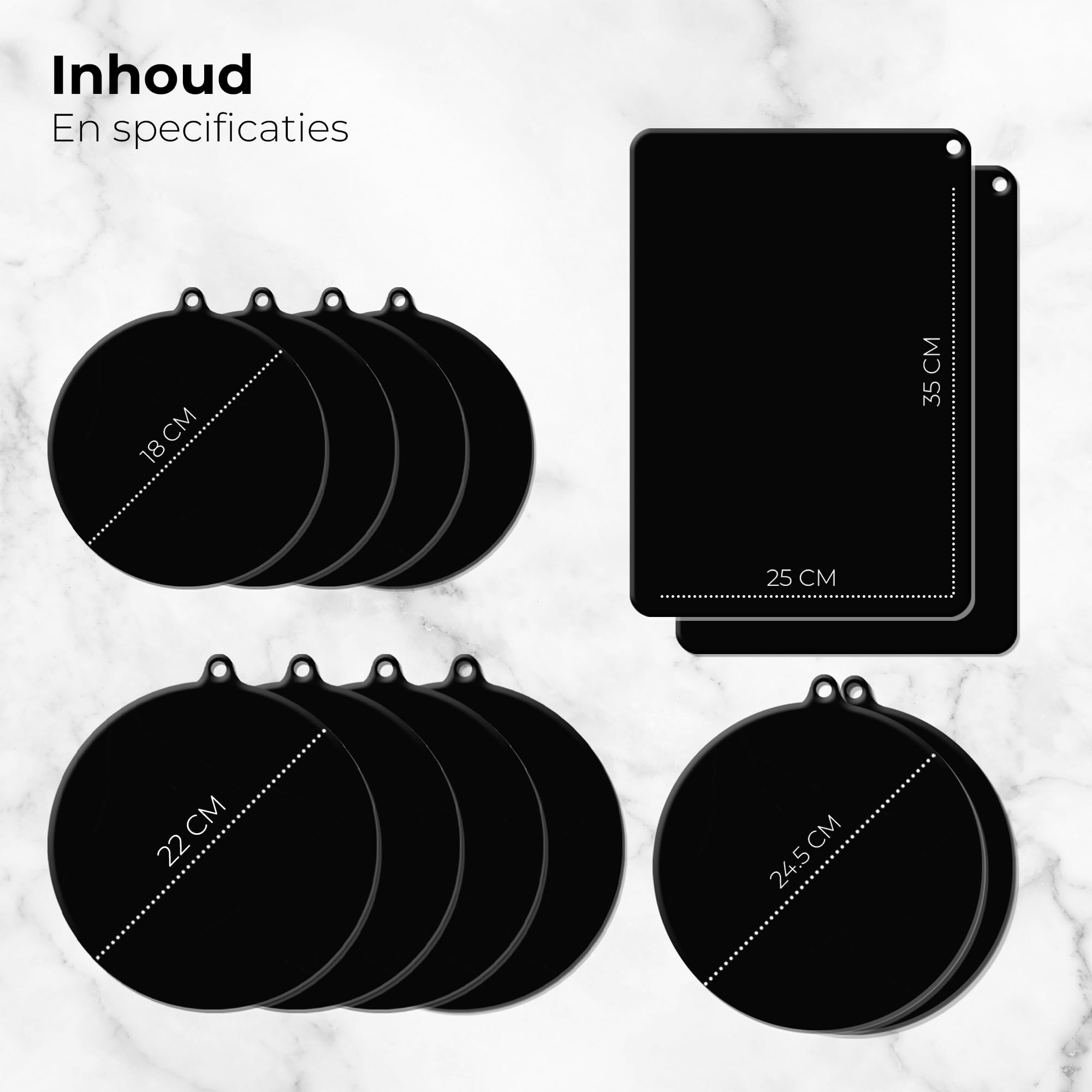 Esteras protectoras de inducción - 12 piezas - Negro - Anti Slip - Hasta 230 grados - Inducción - Estera de inducción – Protectores de sartenes - Protectores de sartenes - Posavasos - Cocina - Cocina