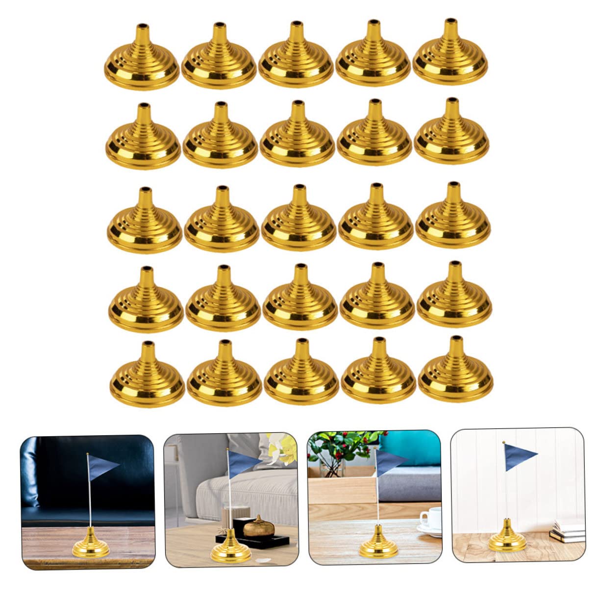 BESPORTBLE 10 Ensembles Base De Mât Porte-Drapeaux Pôle De Drapeau Portable Petit Bases De Drapeau Titulaires Poteaux Mât De Drapeau Intérieur Mâts De Drapeau Golden Plastique 30 Pièces * 10
