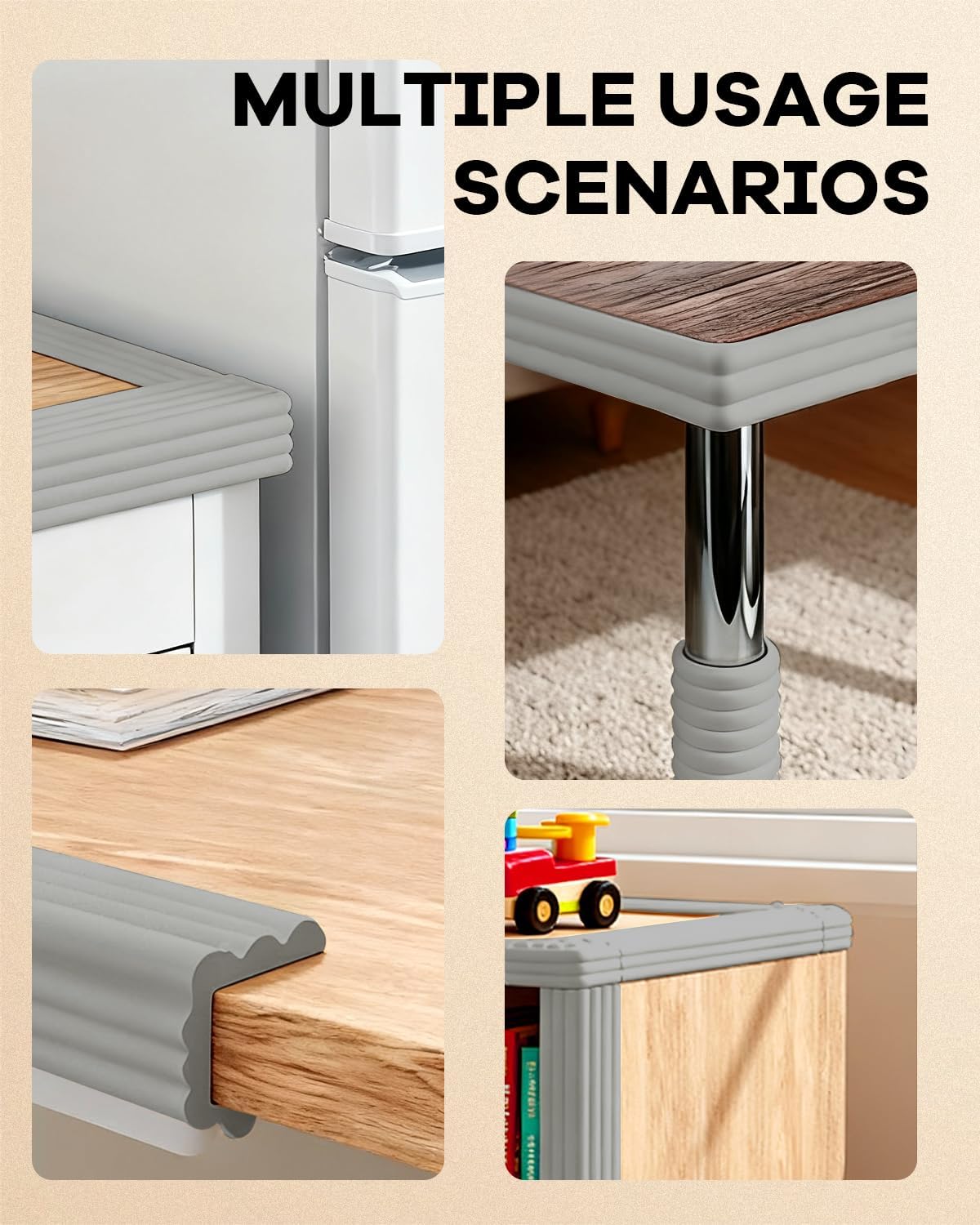 Edge and Corner Guards with Strong Adhesive Extra Thick Baby Proofing Furniture Protector for Table Desk Bed Cabinets Child Safety for Home and Nursery (Grey, 16.4 Feet)