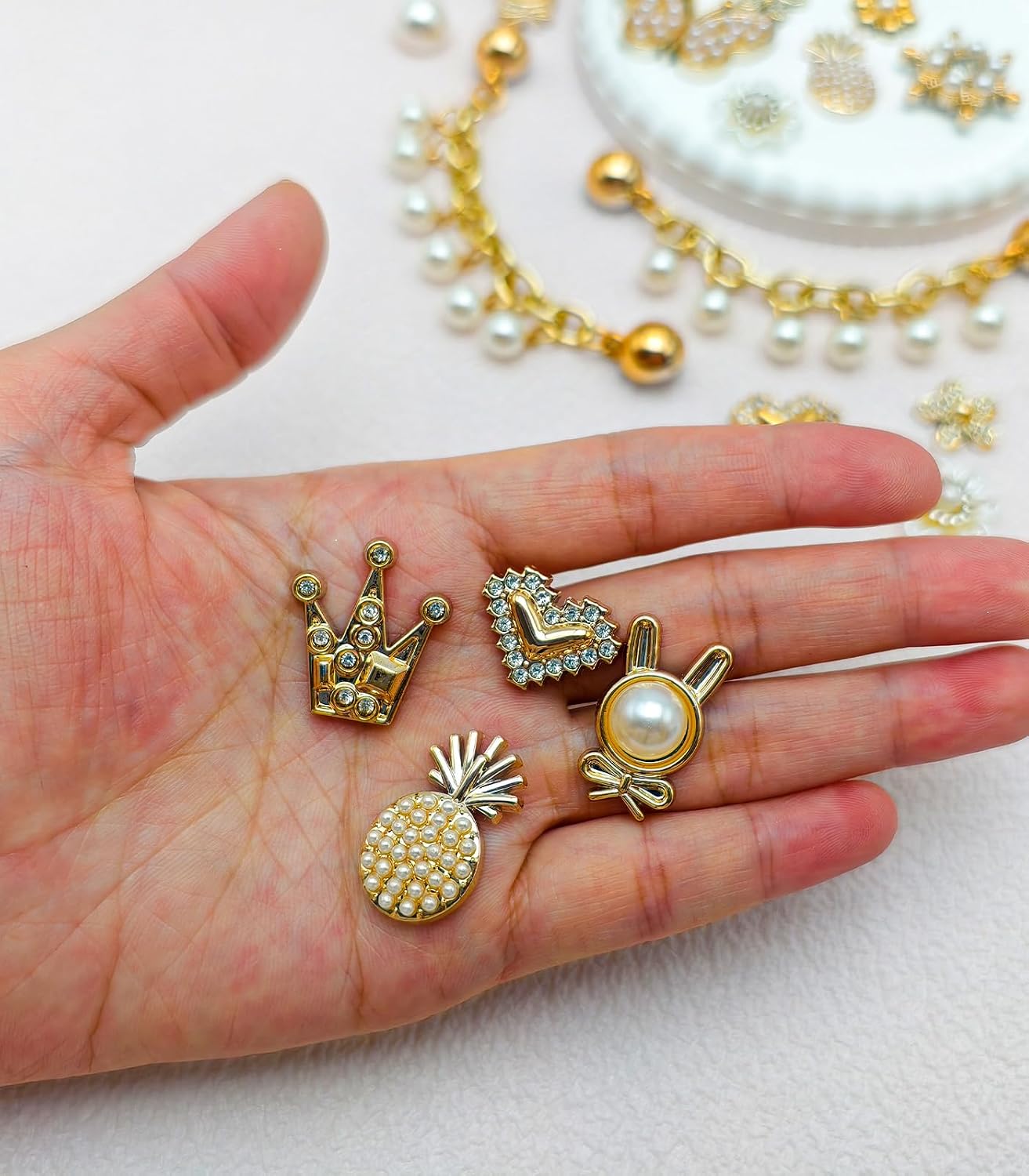 Bling Pearl Shoe Chains, 28Pcs Colorful Butterfly Shoe Charms for Girls