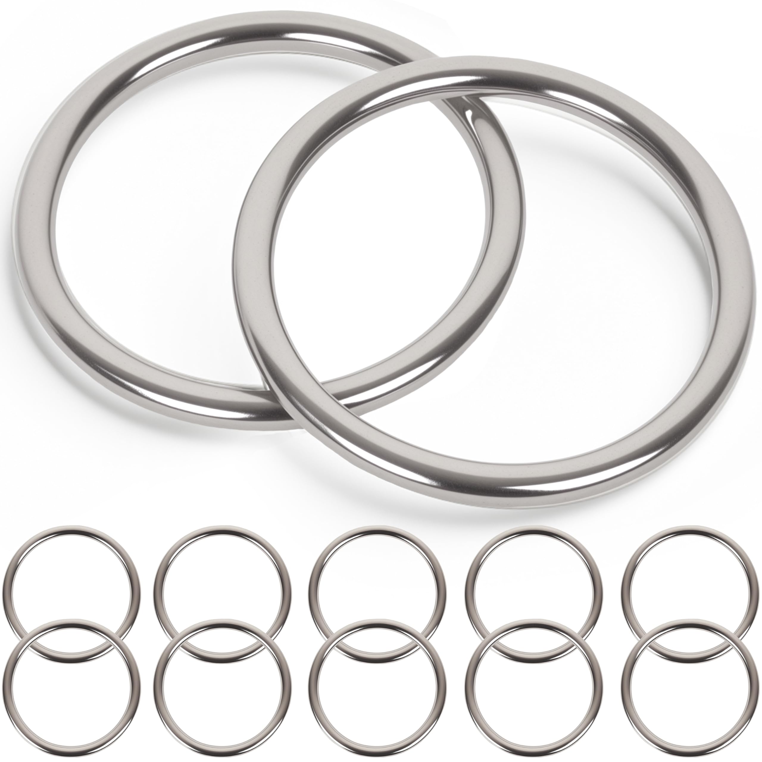 Anillos de metal en pulgadas, hebillas redondas de acero inoxidable, diámetro del alambre, anillos de metal para manualidades, bucle soldado sólido