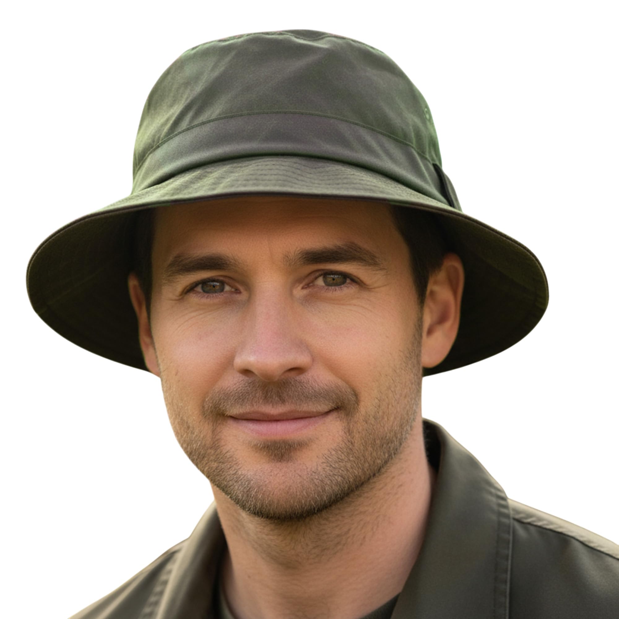 Coolandnew Brown Wax Cotton Bush Hat - Olive - S