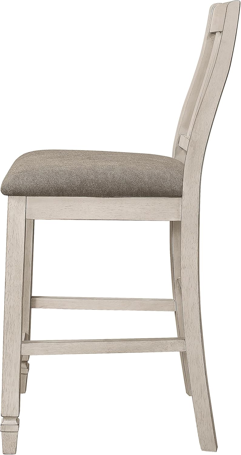 Coaster Home Furnishings - Sarasota - Wood Counter Chairs (Set of 2) - Upholstered Chairs, Slat Back, Padded Seats, Footrest - Dining Room & Kitchen - Rustic Cream - 192819