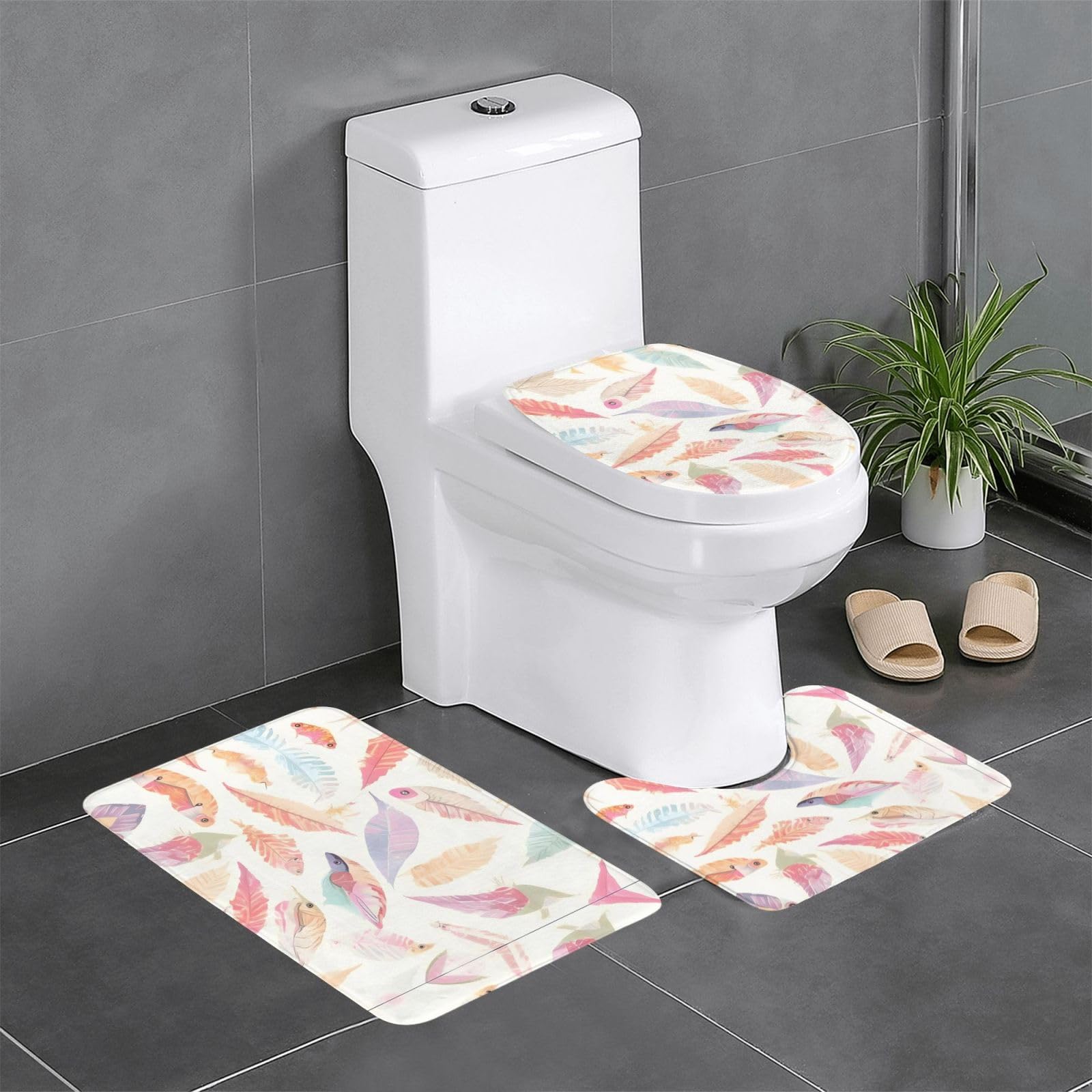 Tapis de salle de bain antidérapants lot de 3 pièces pour toilettes et coiffeuse