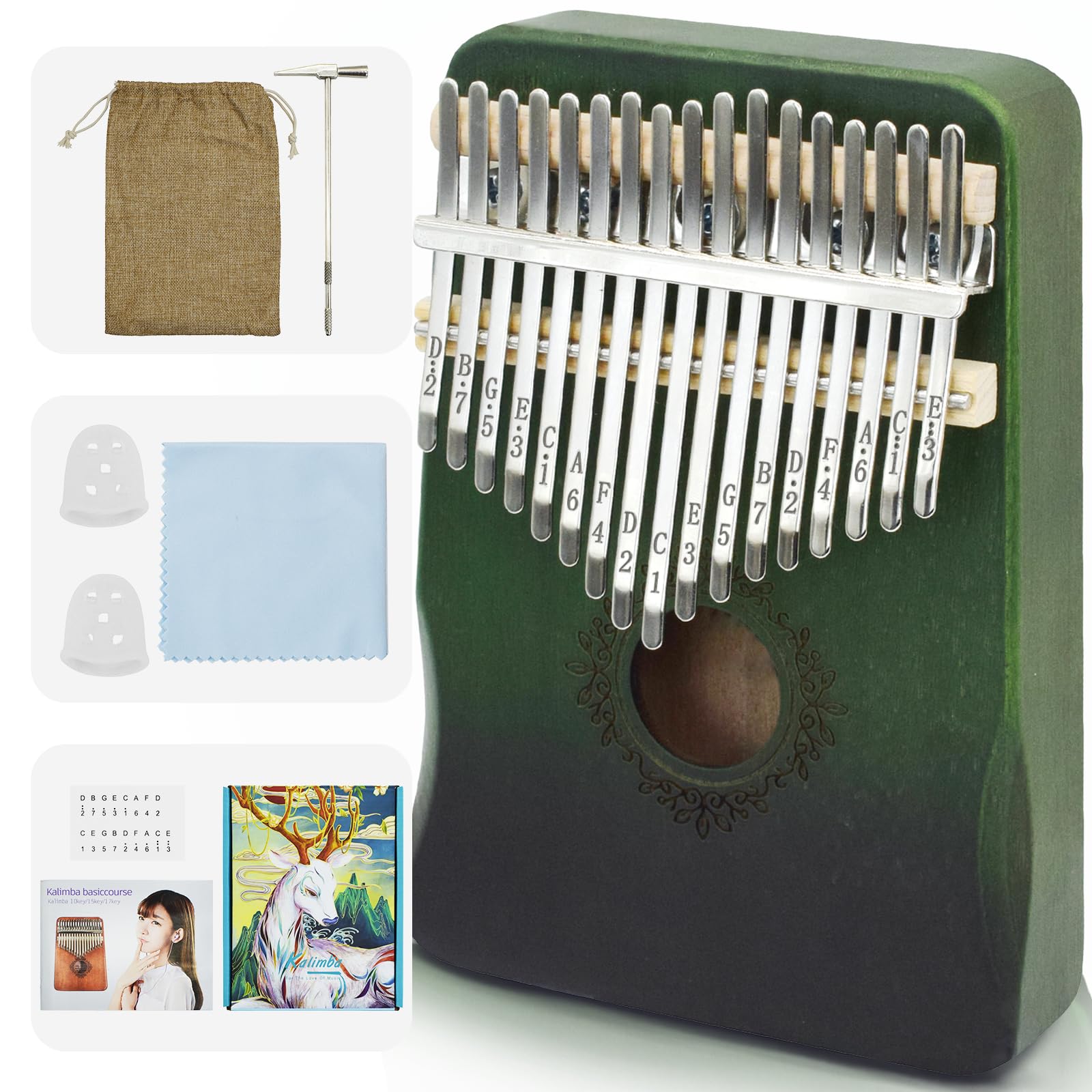 Kalimba Thumb Piano 17 Key,Mbira Instrument,Musical Gift for Kids &amp; Adults