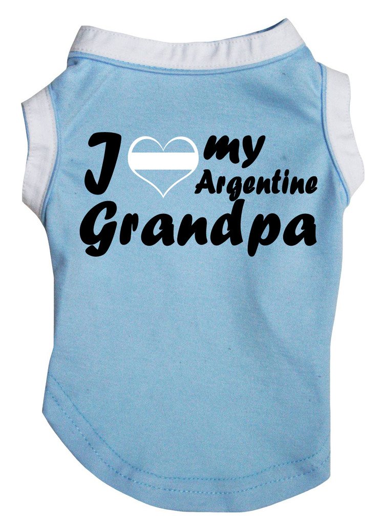 T-shirt Chiot Argentine Grand-père Coton Bleu Homme Mode Confortable Casual