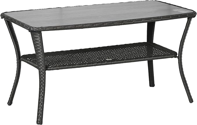 Yaheetech Rattan Outdoor Coffee Table, PE Patio Wicker Bistro Side