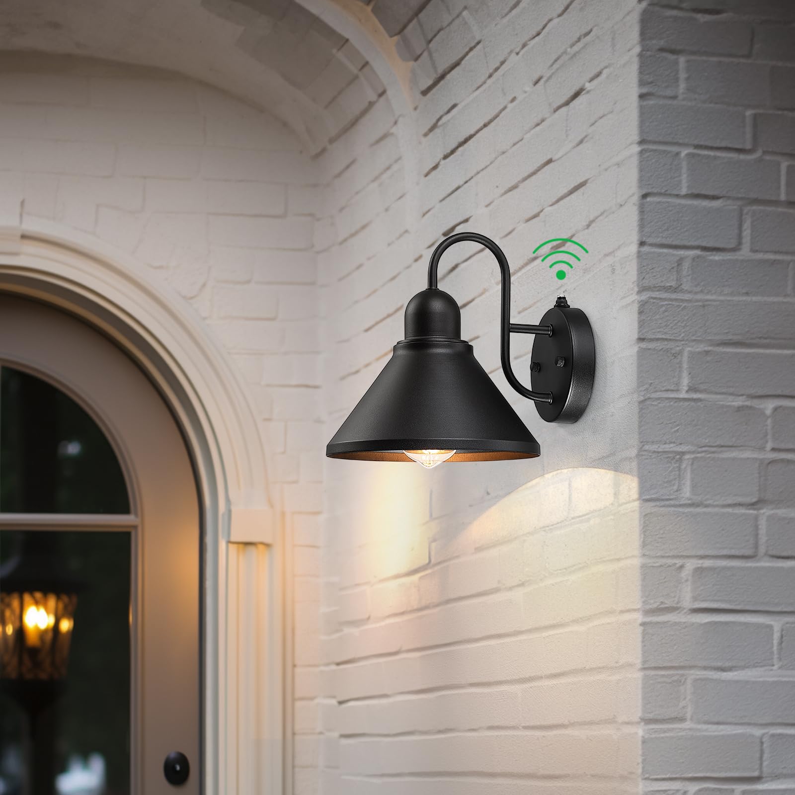 ARPENTER Dusk to Dawn Outdoor Wall Lights Set of 2, Black Exterior Wall Sconce Light Farmhouse Gooseneck Barn Light for Porch Front Door Garage