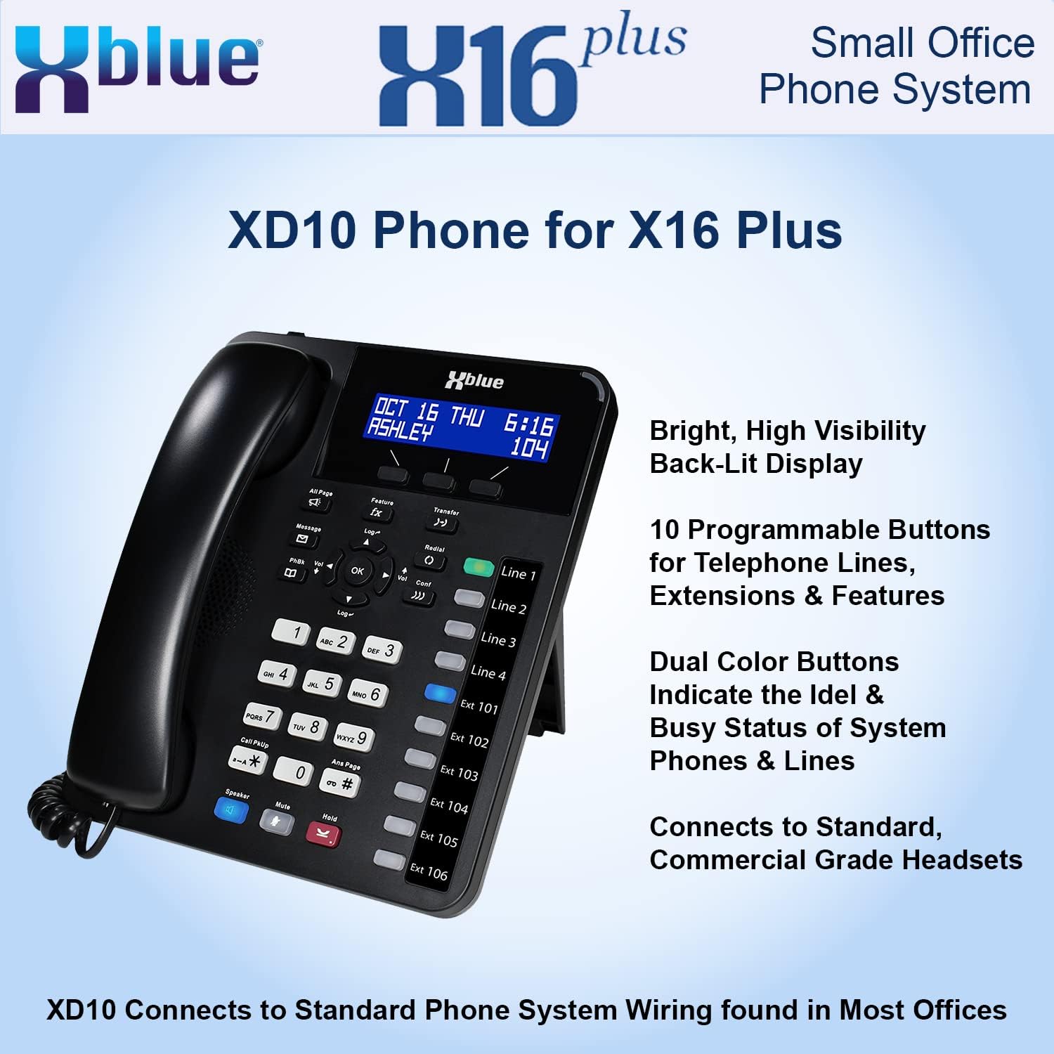 XBLUE Add-on XD10 Phone for X16 Plus Office Phone Systems