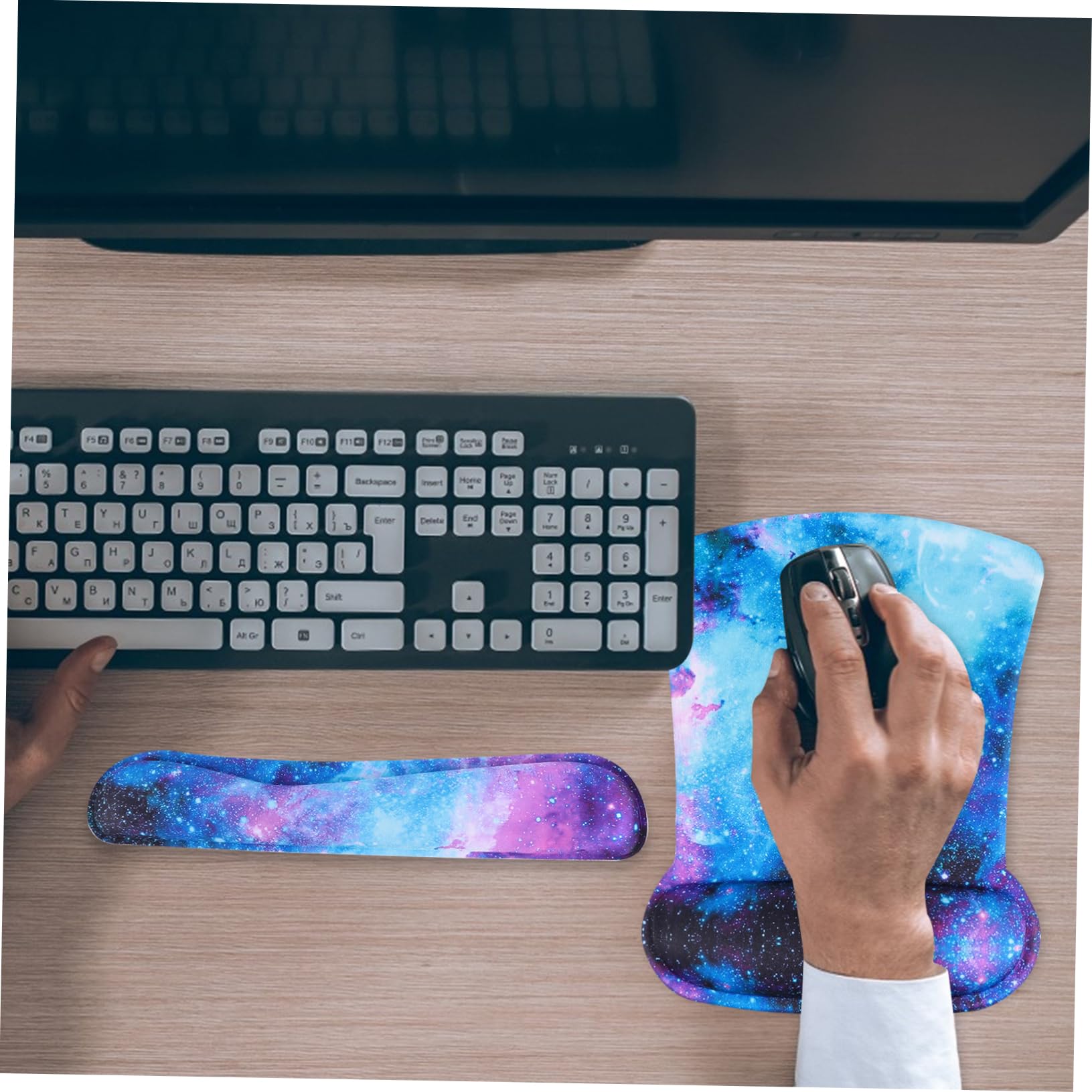 Uonlytech Tappetino Mouse Ergonomico Poggiapolsi in Memory Foam Accessorio Per Laptop Tappetino Per Mouse e Tastiera Per Casa e Ufficio