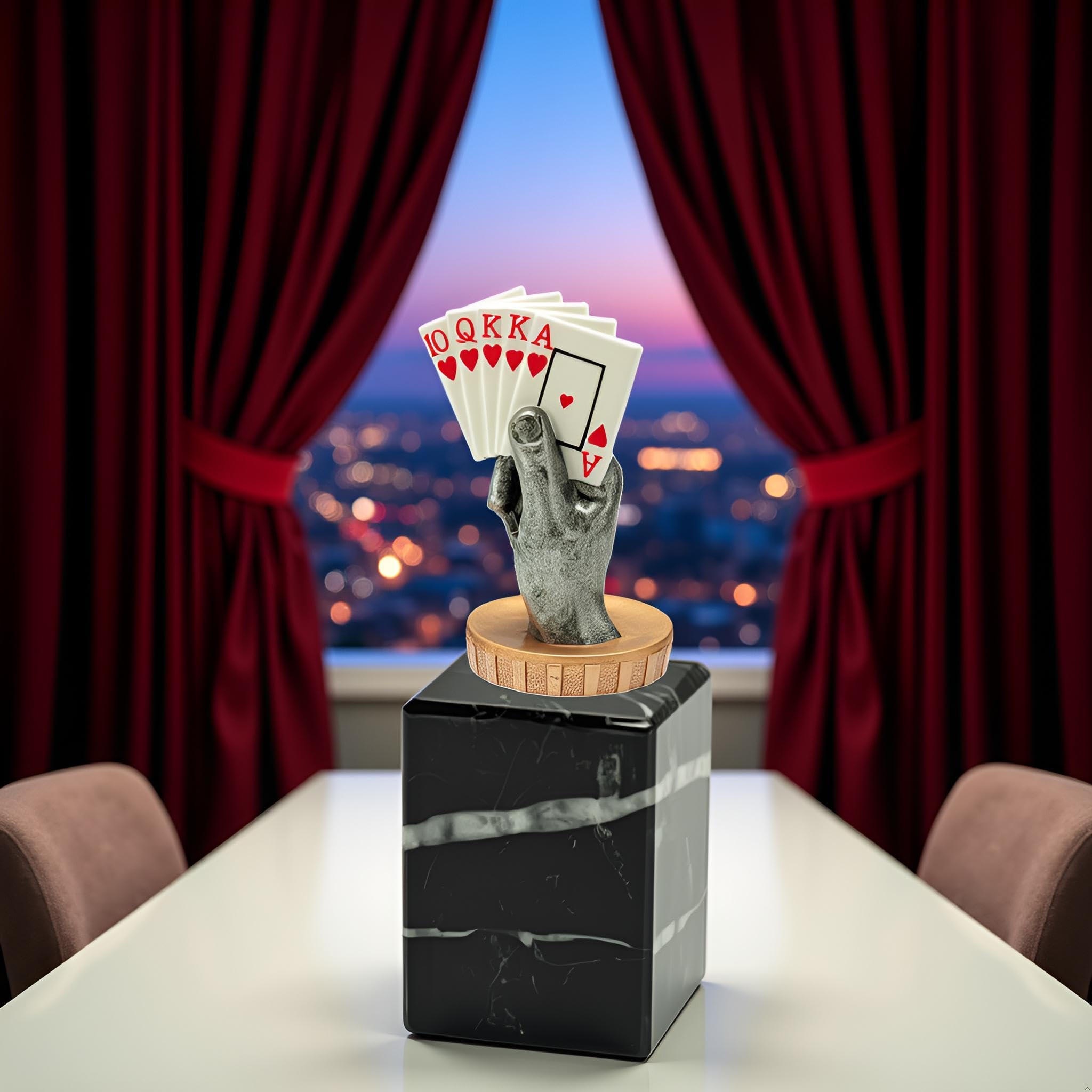 Generico Trofeo Premio Poker, Burraco, Scala 40, Briscola – Coppa Personalizzabile con Targa – Idea Regalo Tornei, Eventi e Competizioni (Colore, h15,5cm)