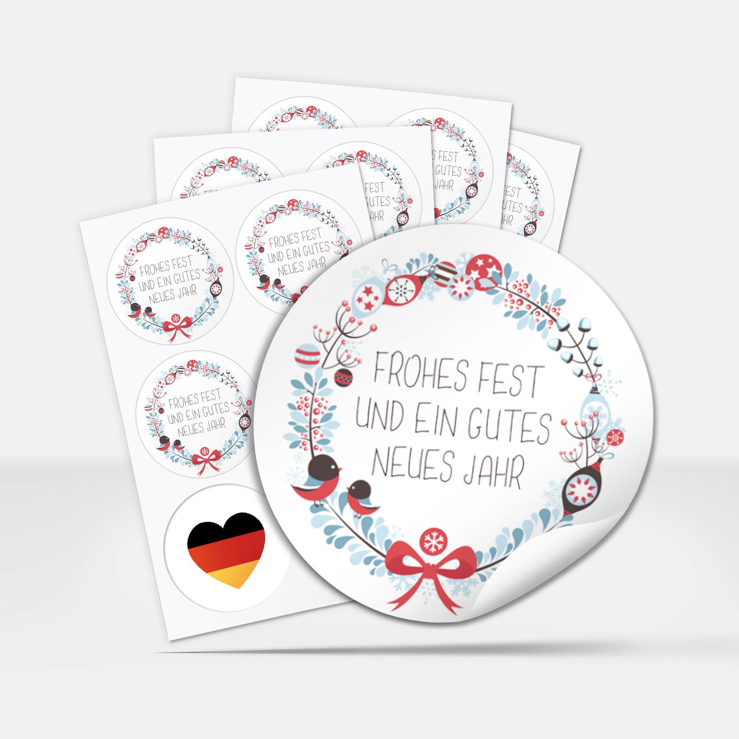 Weihnachts-Aufkleber Set - 35 Stück, Silberne Kreis-Etiketten Mit Bunten Motiven - Für Karten & Deko