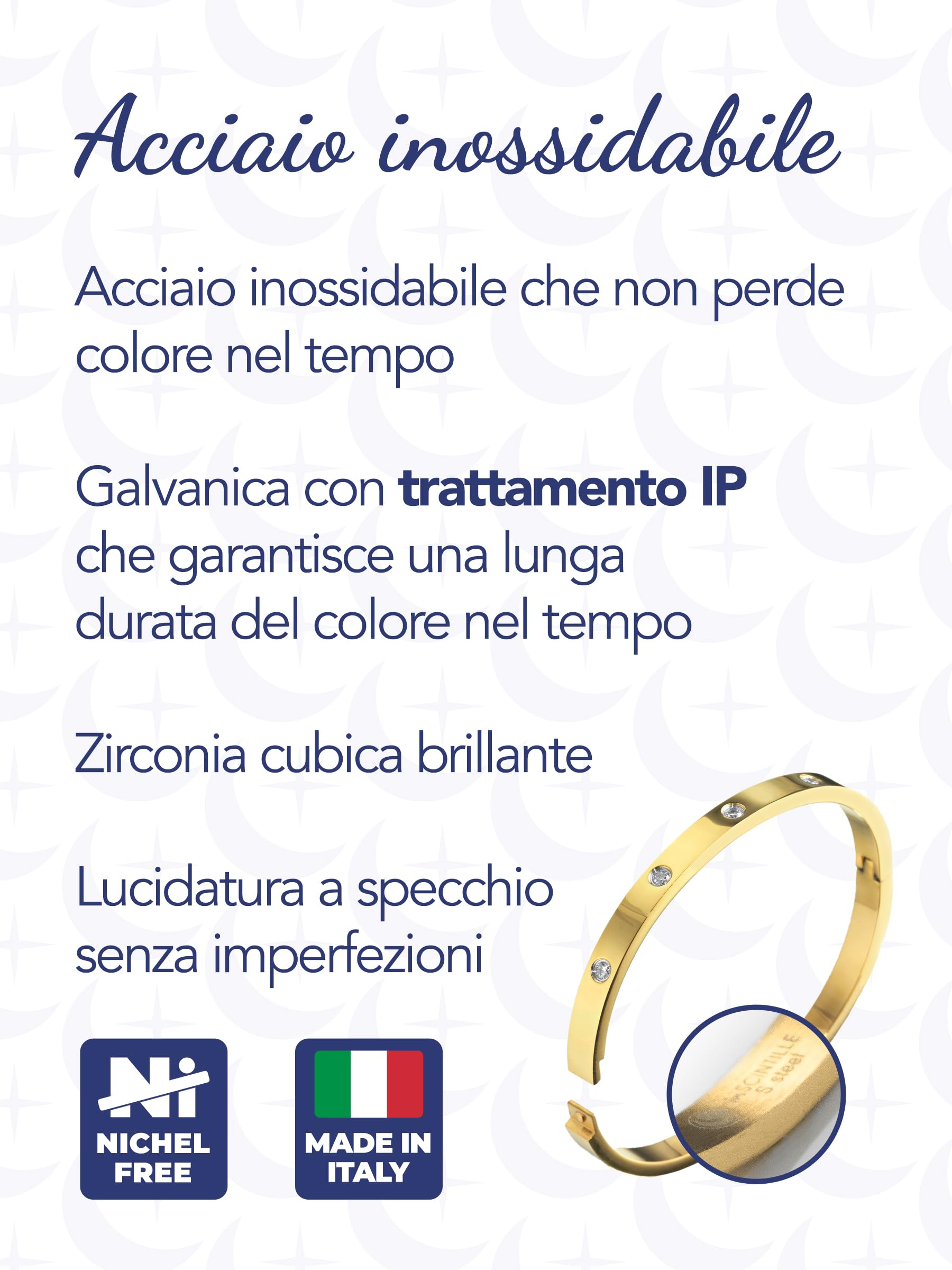 inSCINTILLE Bangle Bracciale Rigido Donna Uomo in Acciaio Inossidabile, Confezione Regalo Donna Uomo Inclusa, Braccialetti Bangles a Cerchio