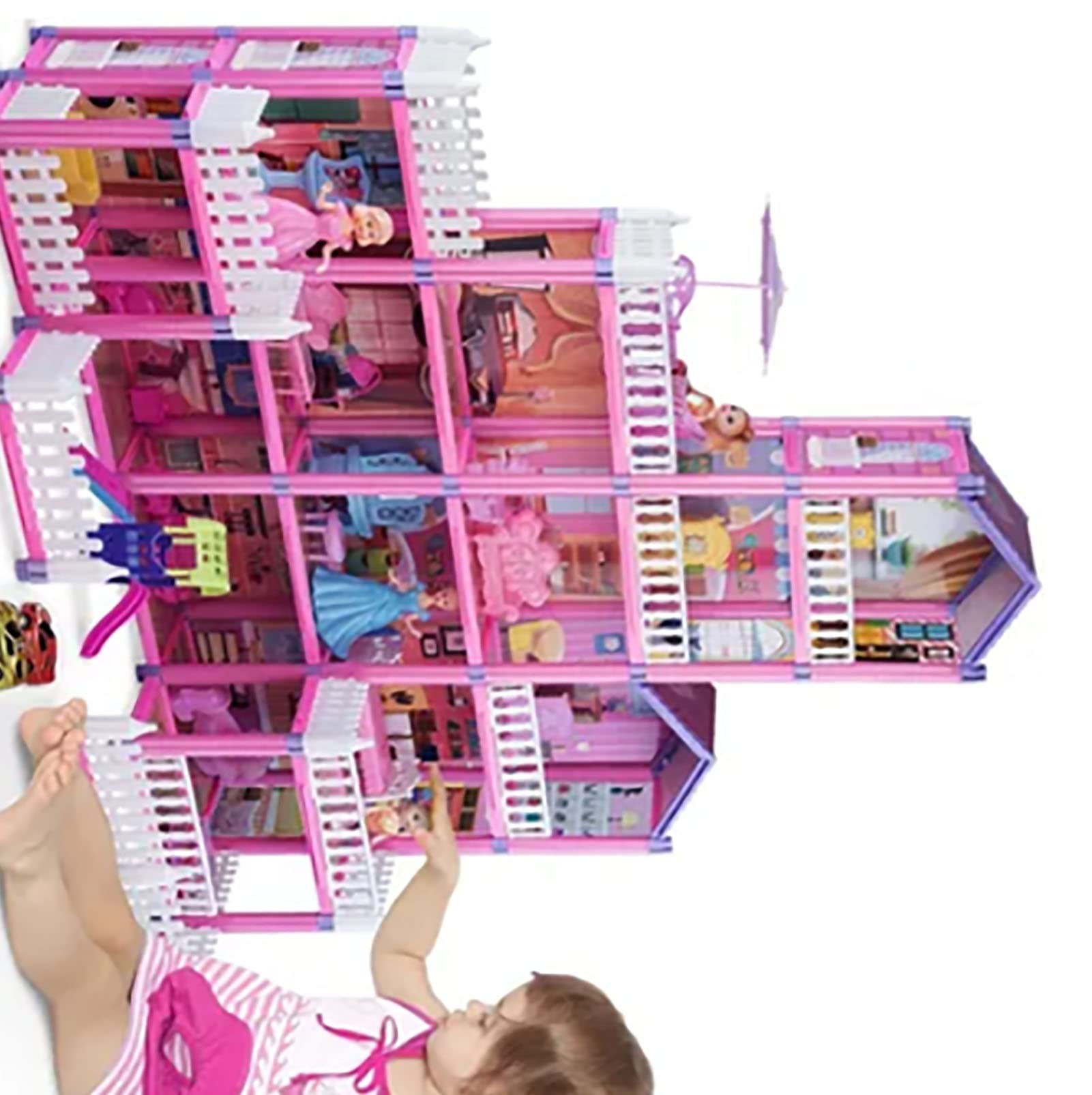 Hidyliu Kit de Construcción de Casa de Muñecas de 278 Piezas para Niñas, Colorido Ensamblaje de Bricolaje con 13 Habitaciones y 5 Pisos, Juego Creativo para el Desarrollo de la Imaginación, Tamaño