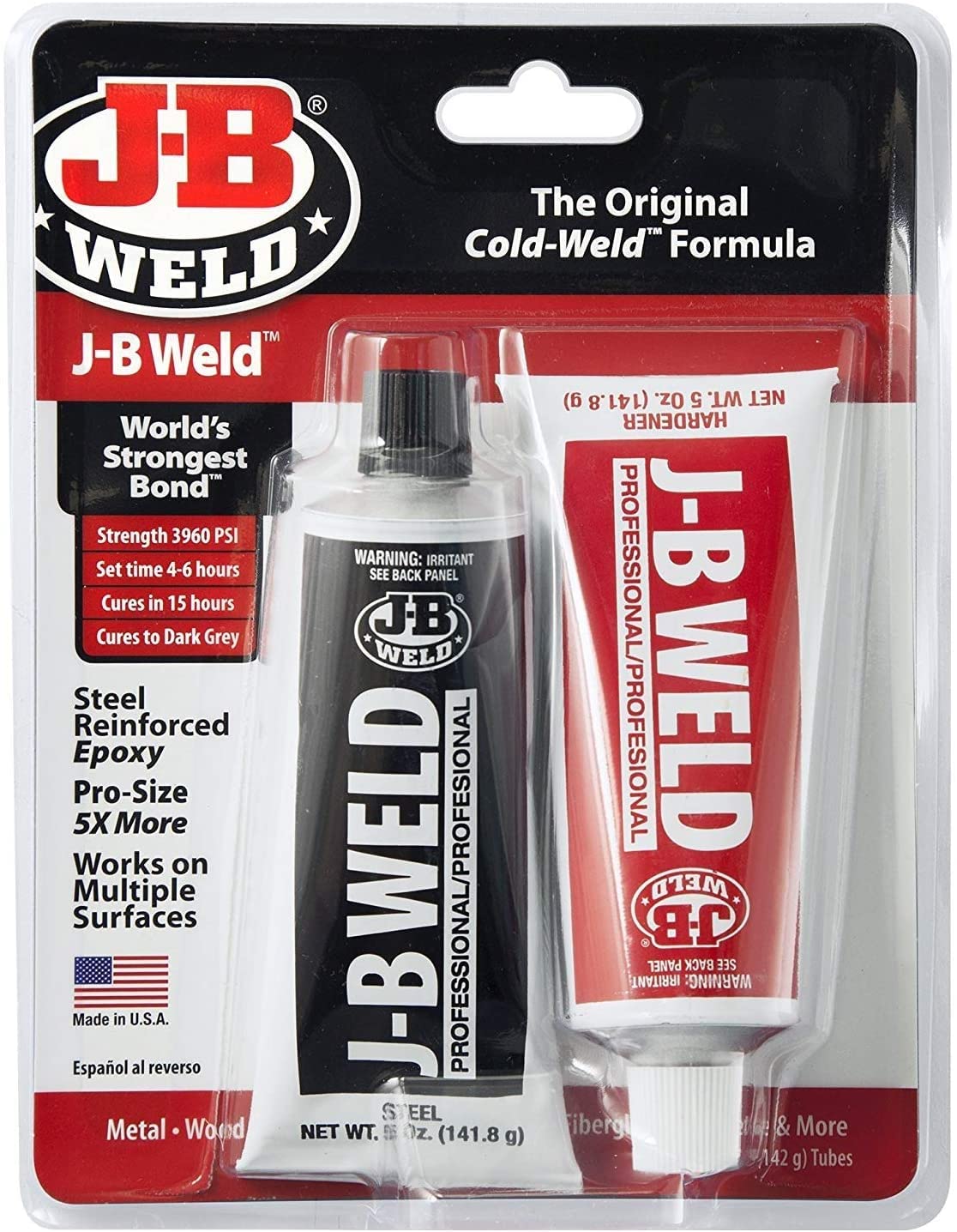 J-B Weld 8281 Professional Size Steel Reinforced Epoxy Twin Pack - 10 oz. (3)