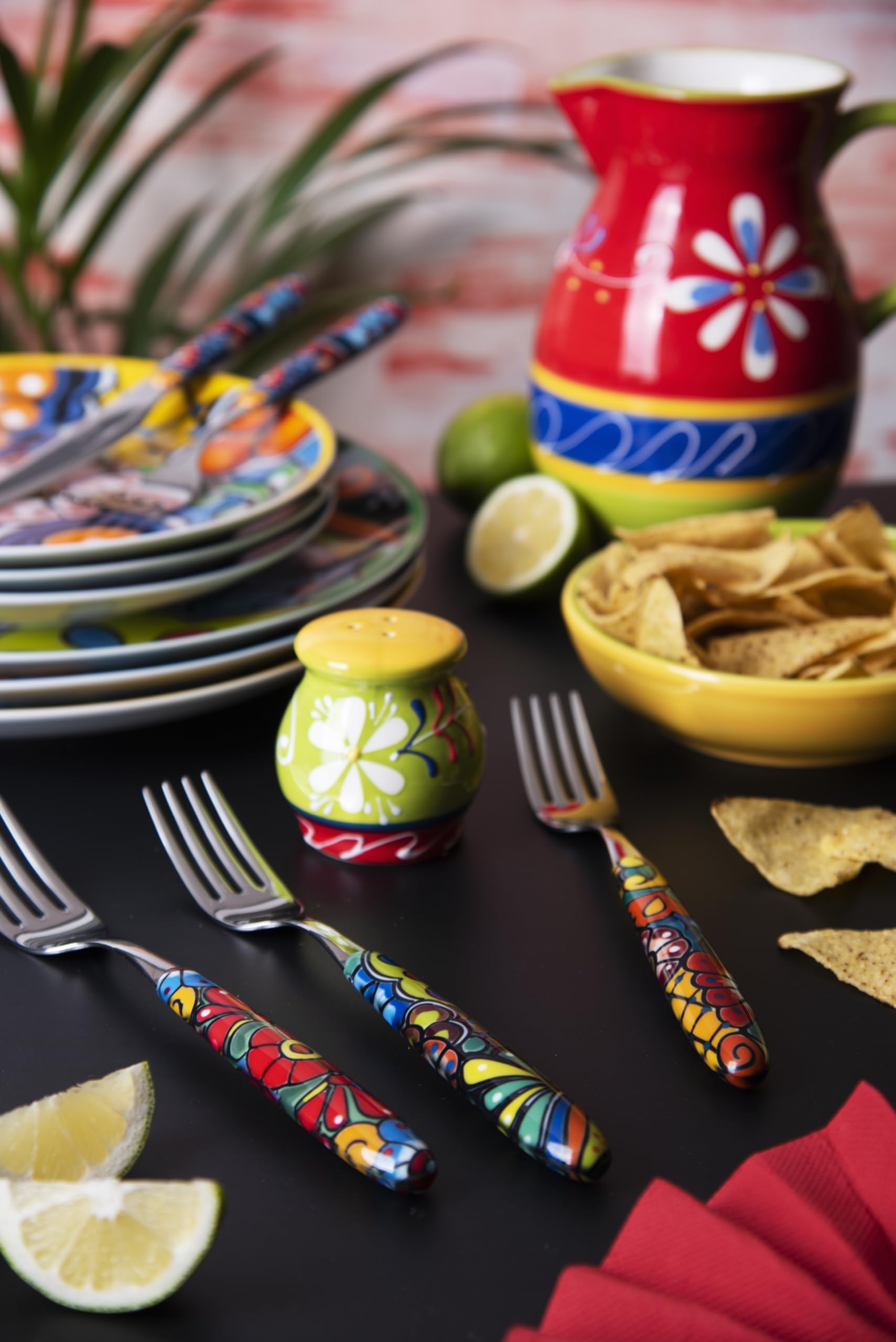 Excelsa Acapulco Set 16 Posate Multidecoro, Acciaio INOX, Manico in Plastica