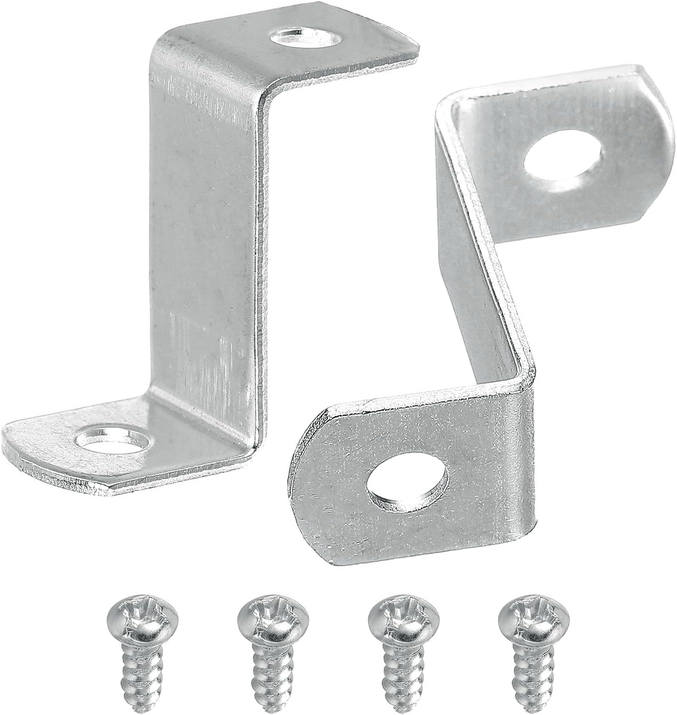 uxcell 10 Pcs 1" Offset Canvas Clips, Picture Framing Mirror Clips Z Shape Canvas Painting Mounting Clips with 2 Mounting Holes with Screws, Silver