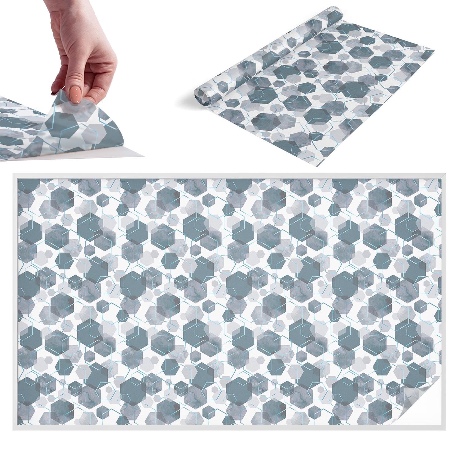 Film dépoli pour fenêtre 200x116 cm à motifs hexagones pour vitrage
