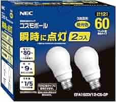 Amazon | NEC 電球形蛍光ランプ A形 コスモボール 昼光色 60W