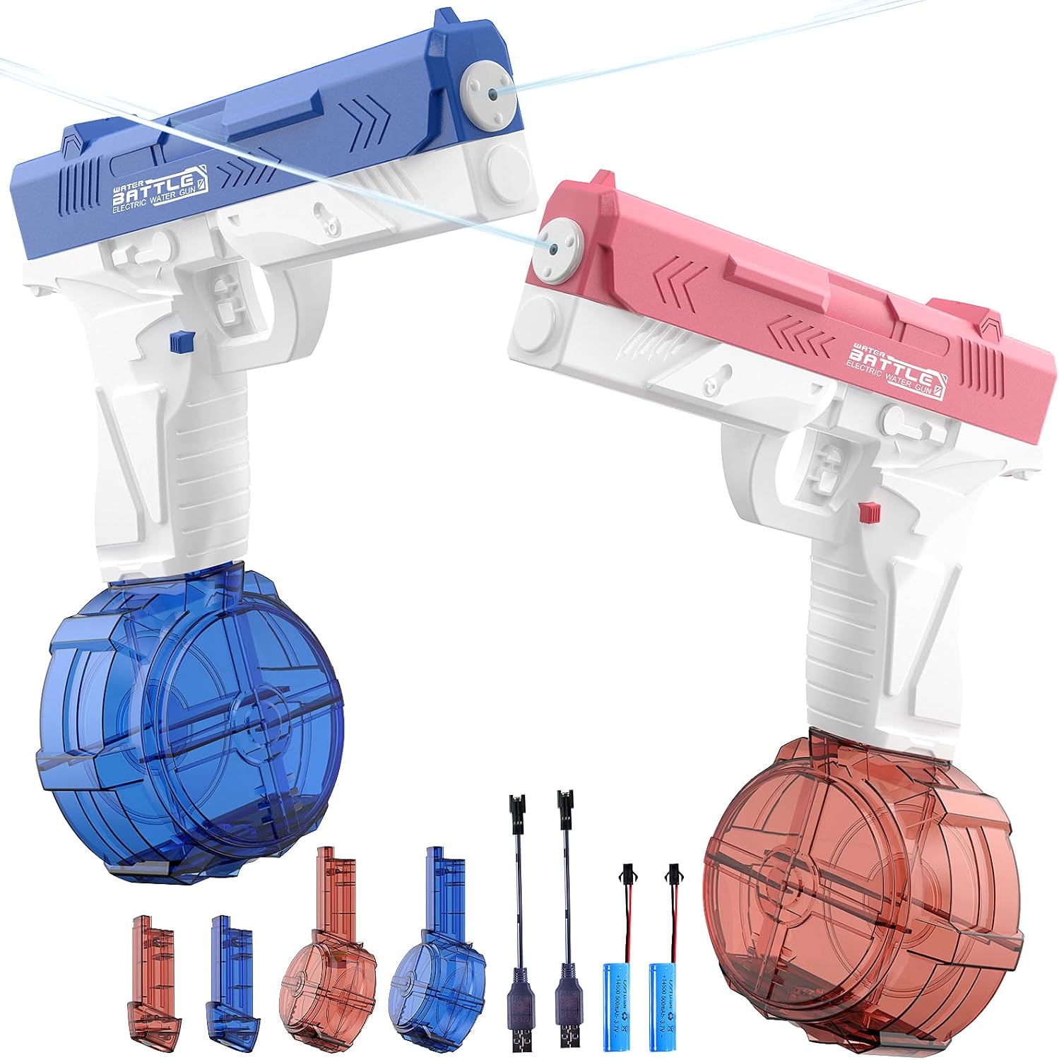 Electric Water Guns for Kids and Adults - Automatic Power Water Pistol with 1000ml Large & 25-33FT Long Range Squirt Guns for Pool Beach Party Outdoor Summer Toys Gift for Boys Girls (2 Pack)