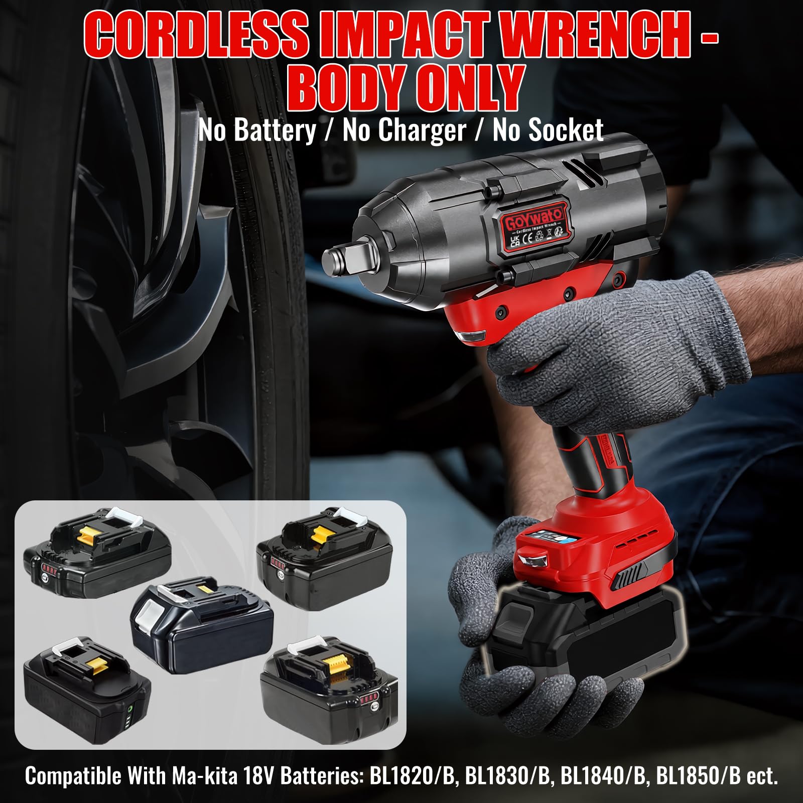 Llave de Impacto 2100Nm Compatible con Baterías Ma-kita 18V(Sin Batería) | 3/4" Pistola de Impacto con Luz LED, Motor Brushless 2800RPM, 3 Velocidades, Modo RSS, Solo Herramienta, para Automotriz