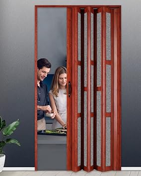 ZIMGOD Accordion Door Interior Kitchen Folding Door Screen, Metal Foldable Sliding Door for Bedroom Bathroom Closet, Privacy Door Partition Panel, Entryway Concertina Gate78x80in 198x203cm