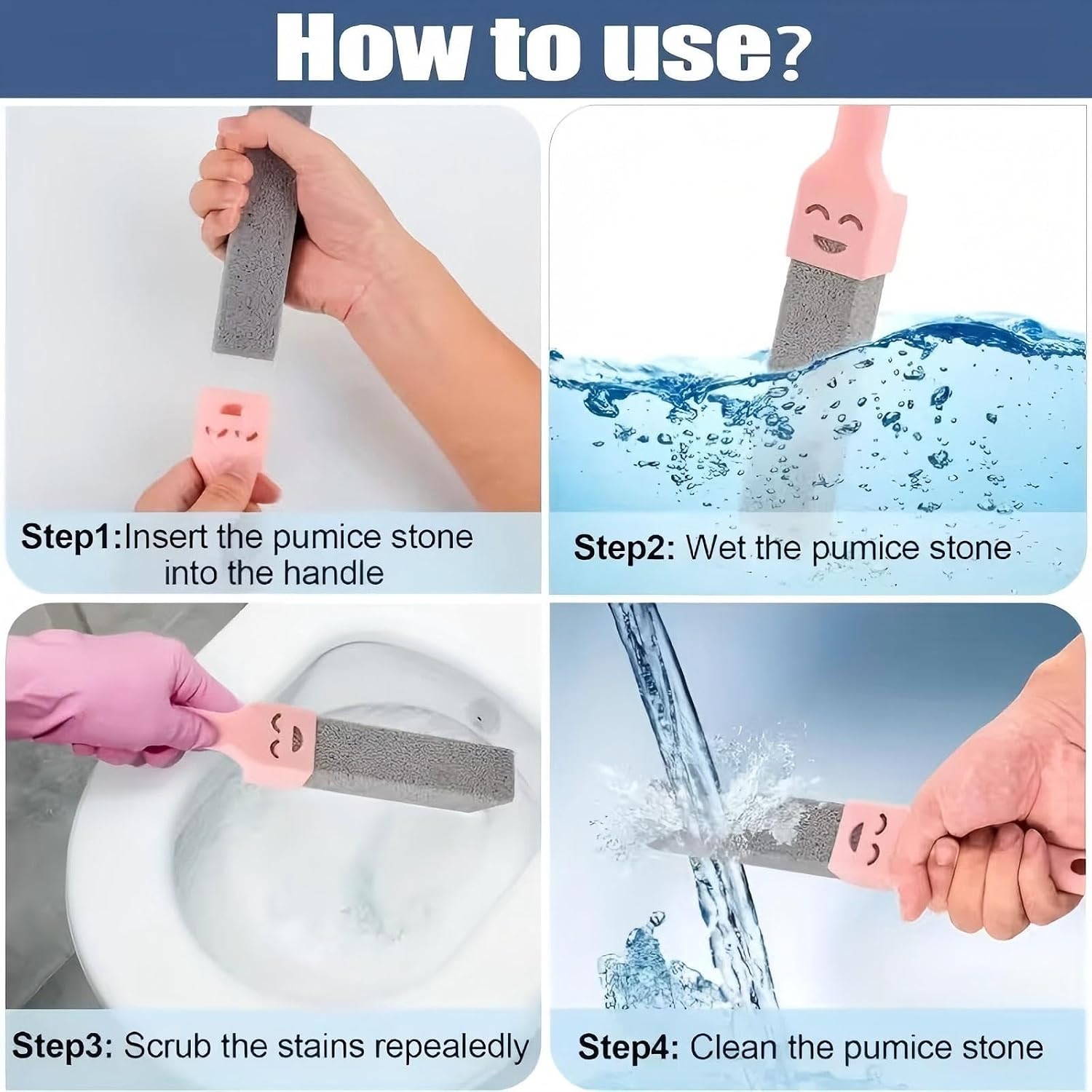 12 Pack Pumice Cleaning Stones with 2 Handle, Heavy Duty Toilet Bowl Cleaners, Hard Water Stain & Ring Remover for Bathroom, Pool Tile, Sink, and Kitchen