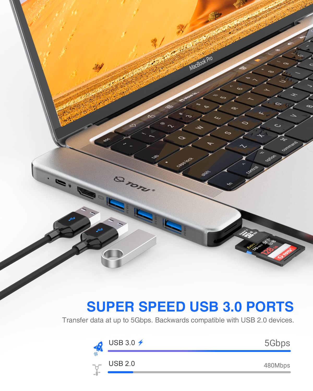 Adaptador multipuerto USB C Hub para MacBook, estación de acoplamiento 8 en 2 para MacBook con HDMI dual, entrega de energía de 92 W, 3 puertos USB 3.0, lector de tarjetas SD y TF para MacBook Pro