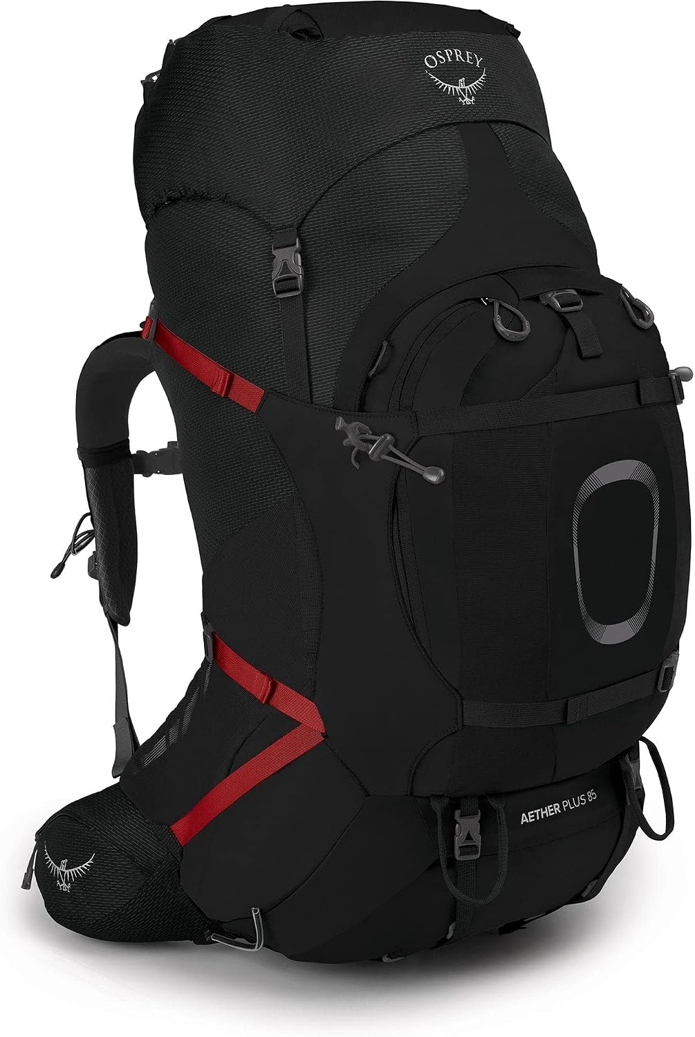 Osprey Aether Plus 85L Men's Backpacking Backpack, Black S-M