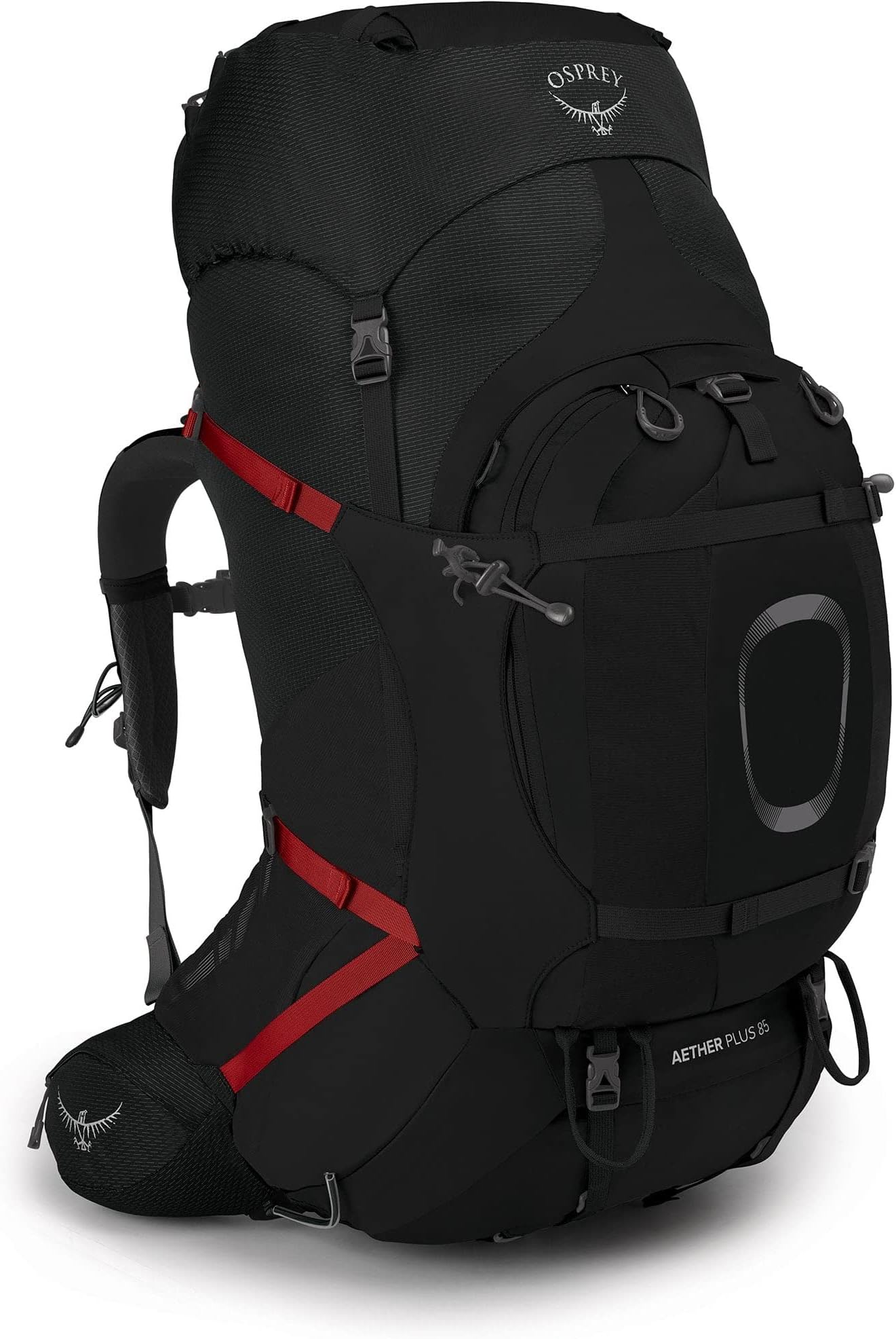 Osprey Aether Plus 85L Men's Backpacking Backpack, Black, S/M